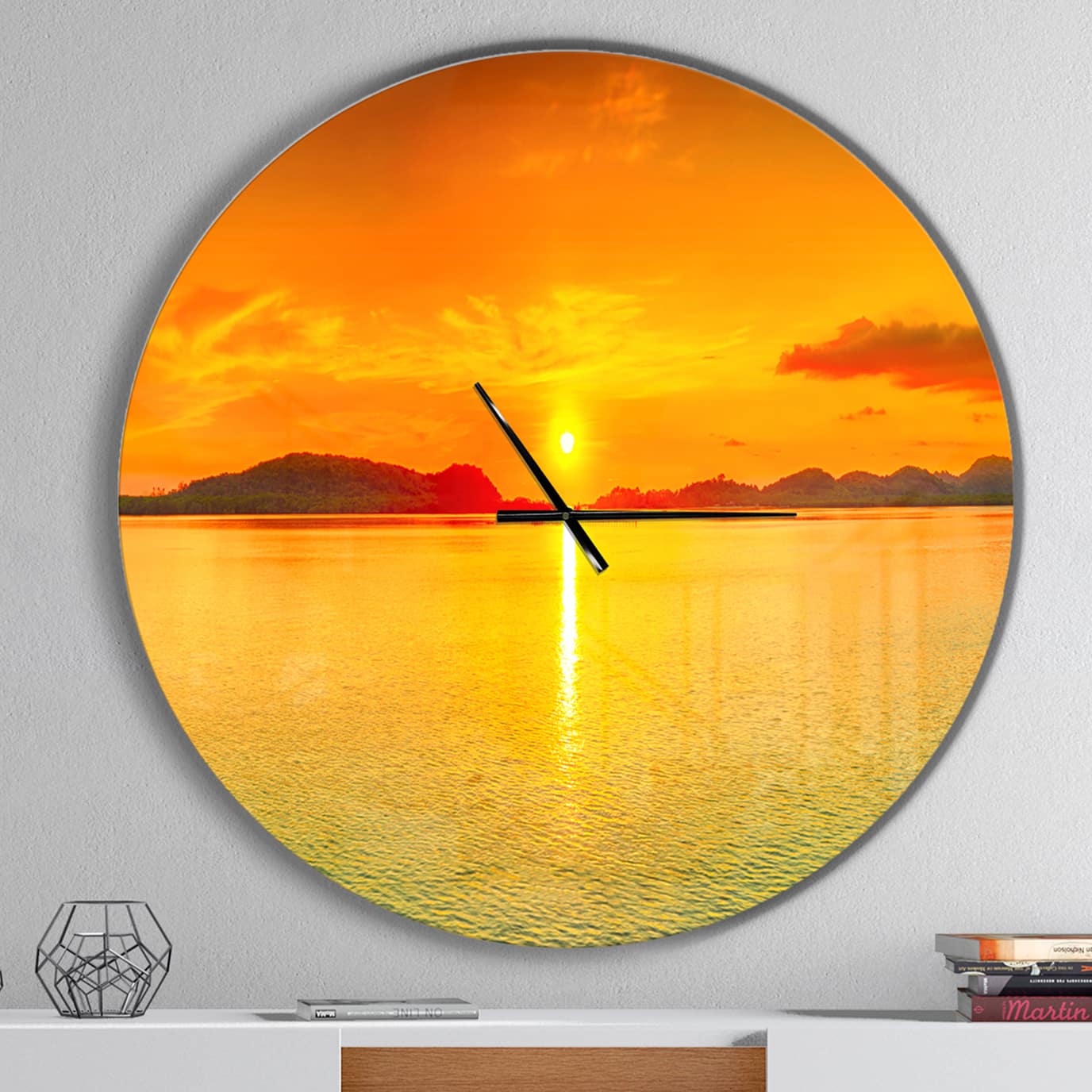 Designart Sunset Panorama Modern Wall Clock