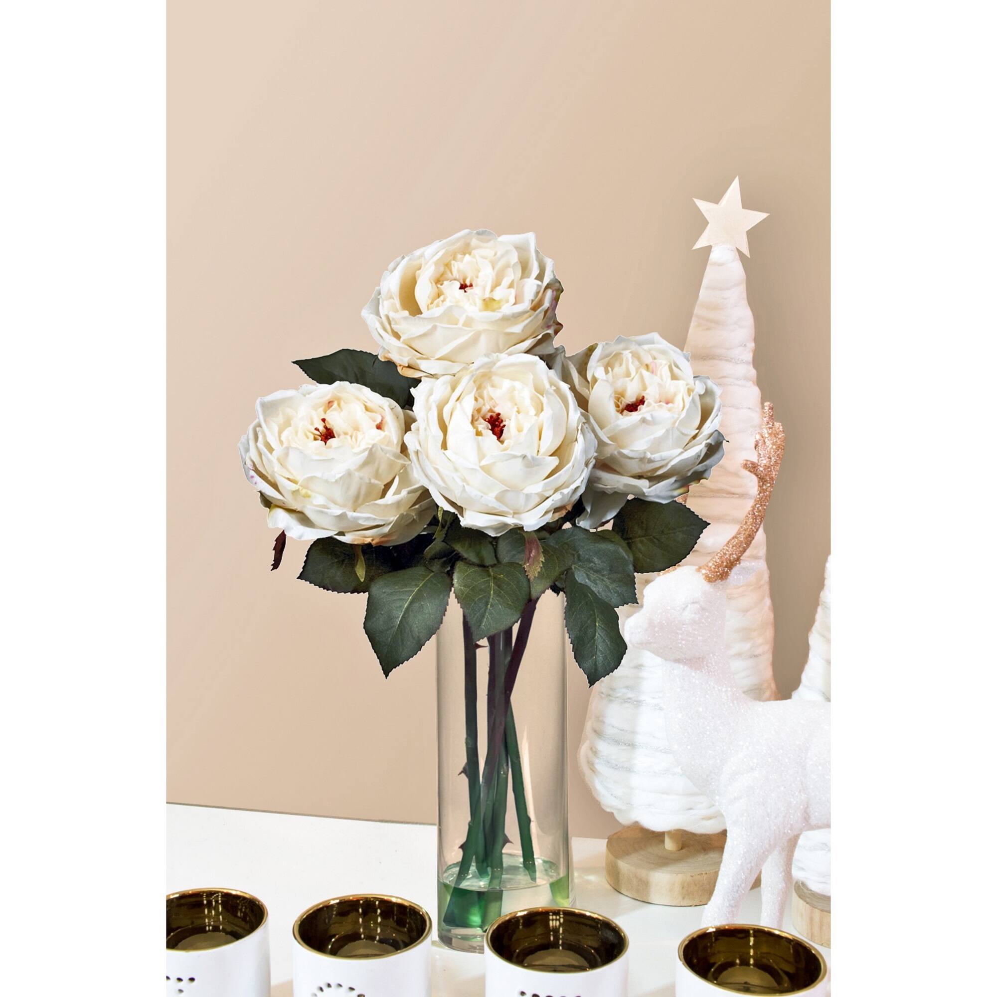 18" Fancy Rose Arrangement in Glass Cylinder Vase