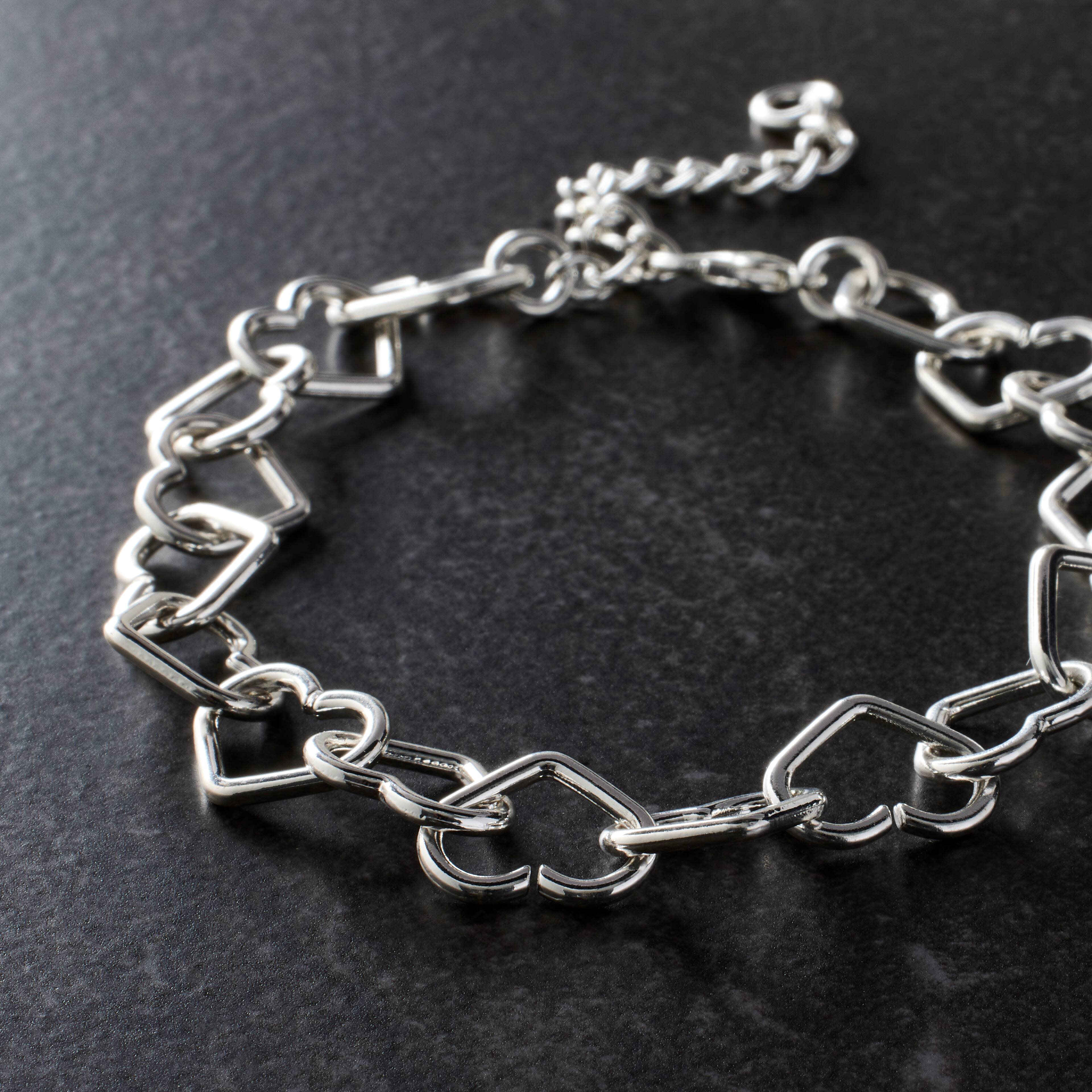 12 Pack: 7.5" Silver Heart Charm Bracelet by Bead Landing™