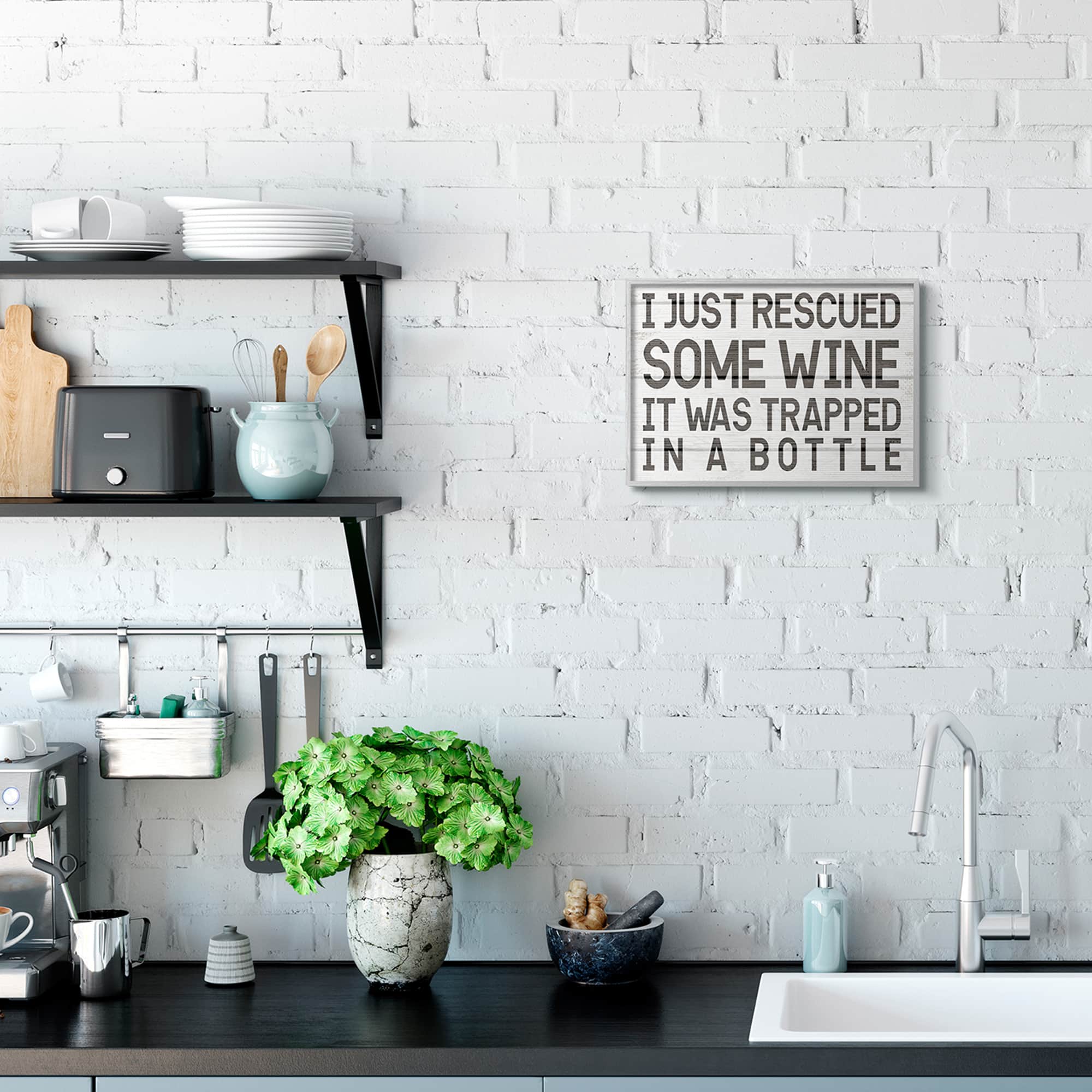 Stupell Industries Wine Trapped in Bottle Wall Accent with Frame