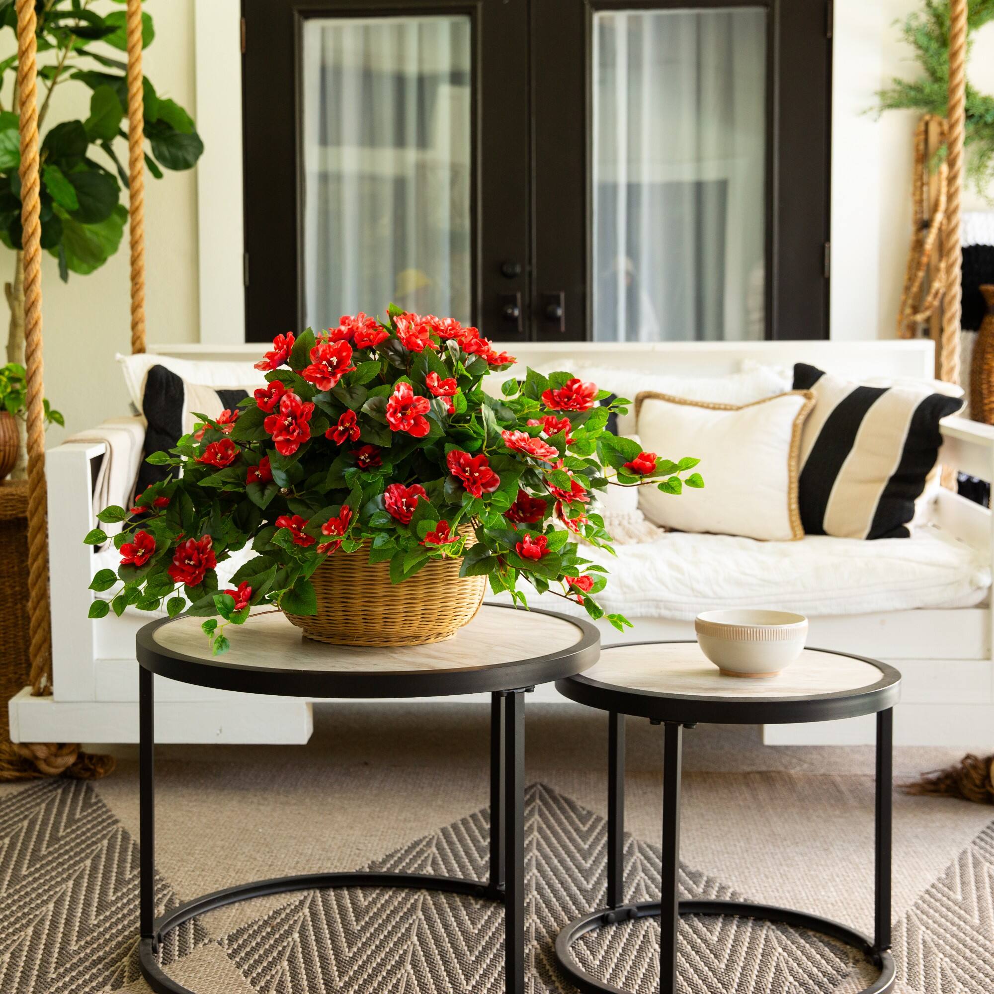 24" UV Resistant Artificial Azalea Hanging Plants, 3ct.