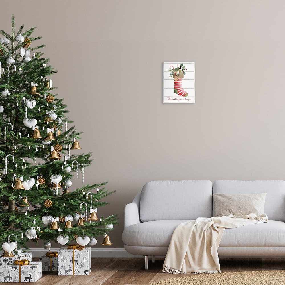 Stupell Industries 11" x 14" Striped Christmas Stocking Wall Plaque Design