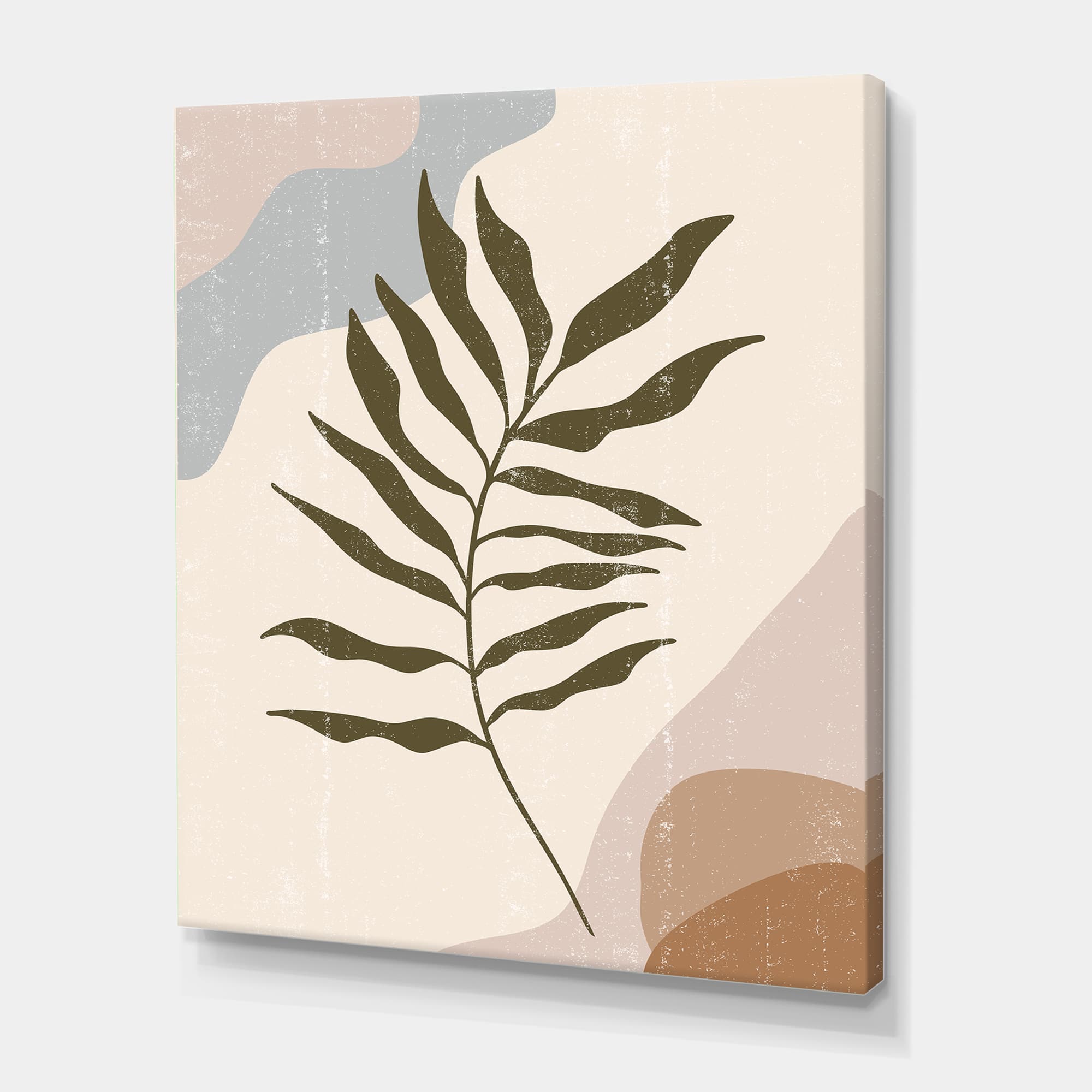 Designart - Botanical Minimalist Leaf In Earth Tones I - Modern Canvas Wall Art Print