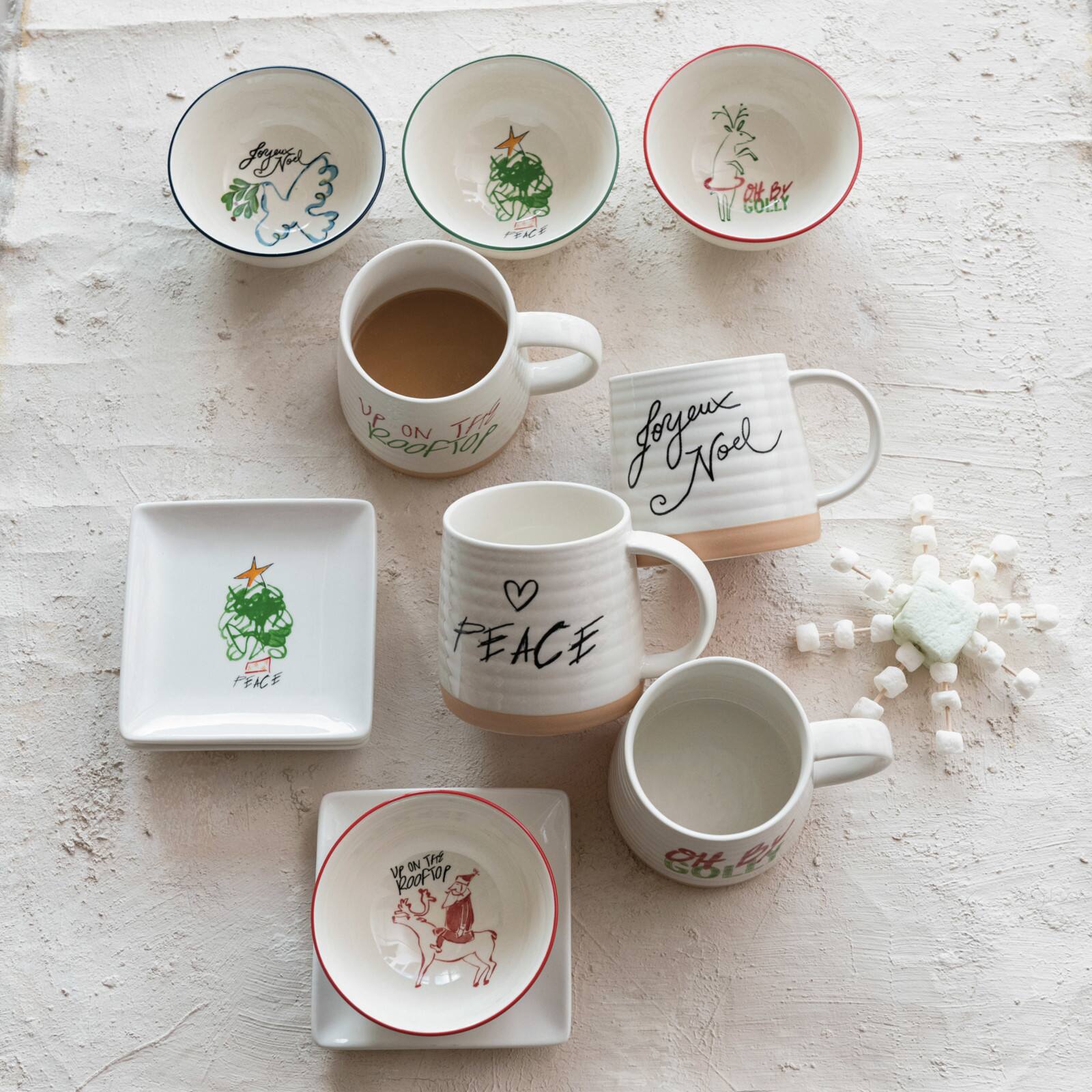 Hello Honey® 4" Stoneware Mug with Holiday Saying Set