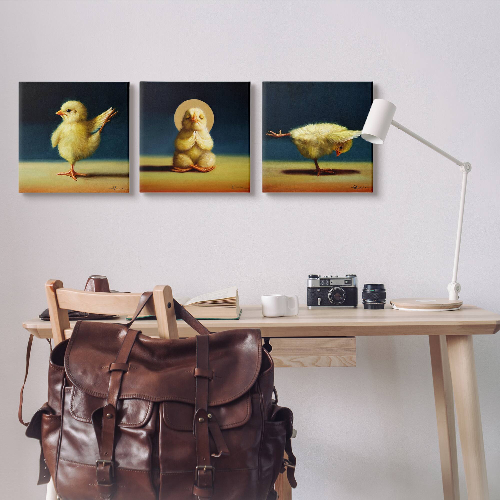 Stupell Industries Yoga Chick Trio Funny Farm Animals Stretching Poses Canvas Wall Art, 17" x 17"