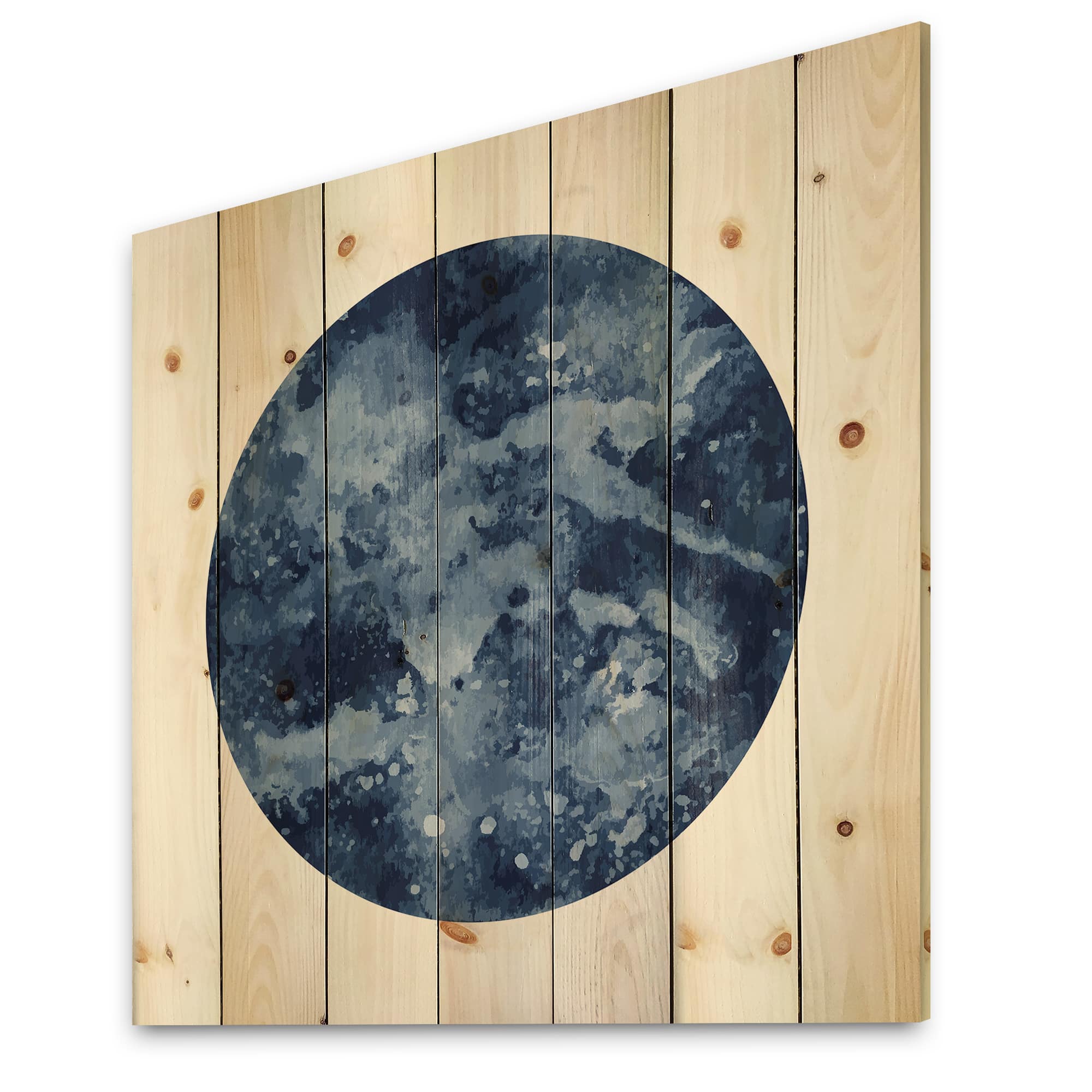 Designart - Space Galaxy Circle - Modern Print on Natural Pine Wood