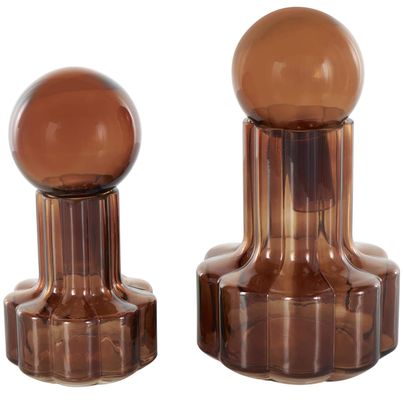Brown Glass Abstract Floral Shaped Ombre Living Room Decorative Jar Set