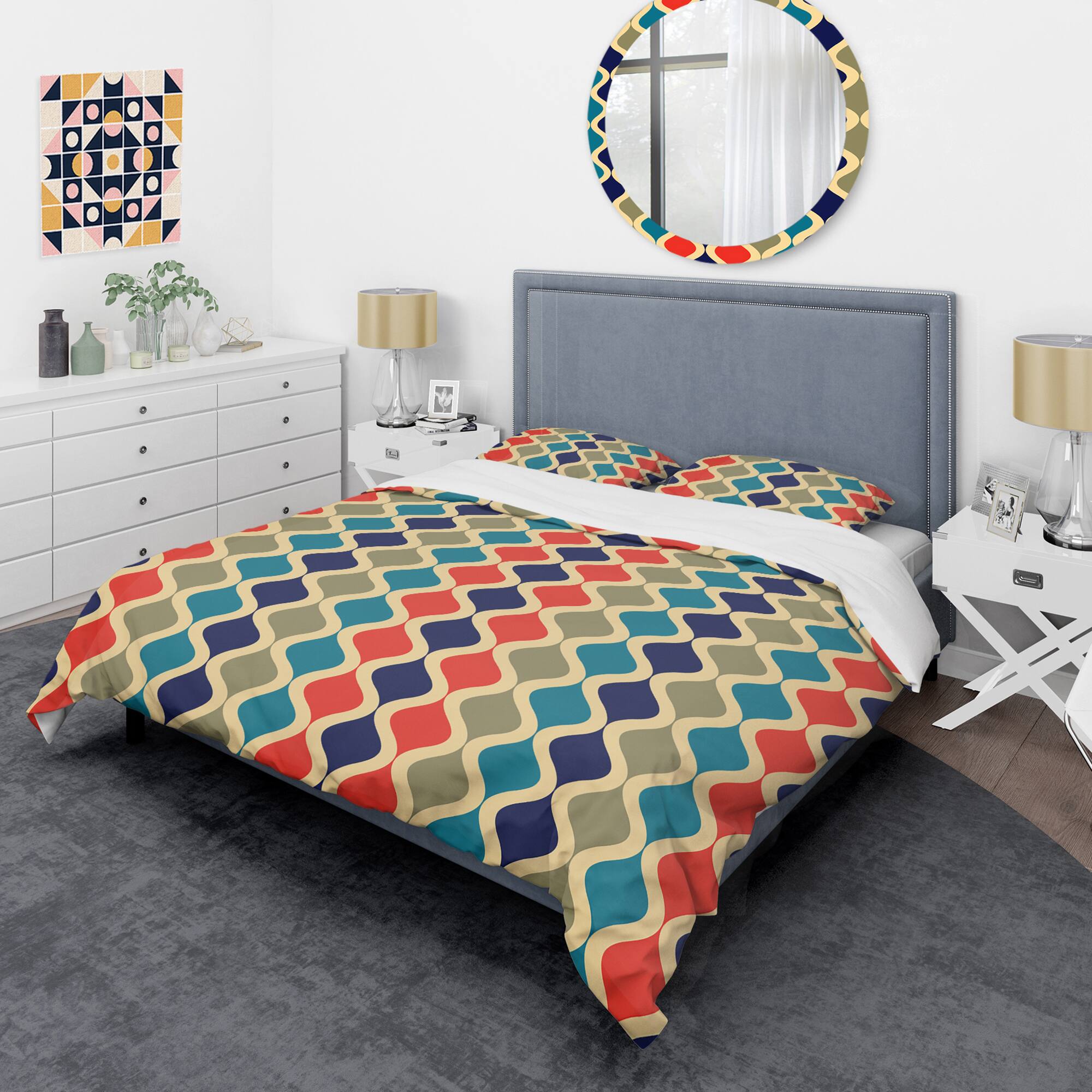 Designart 'Retro Ornamental Design VI' Mid-Century Duvet Cover Set