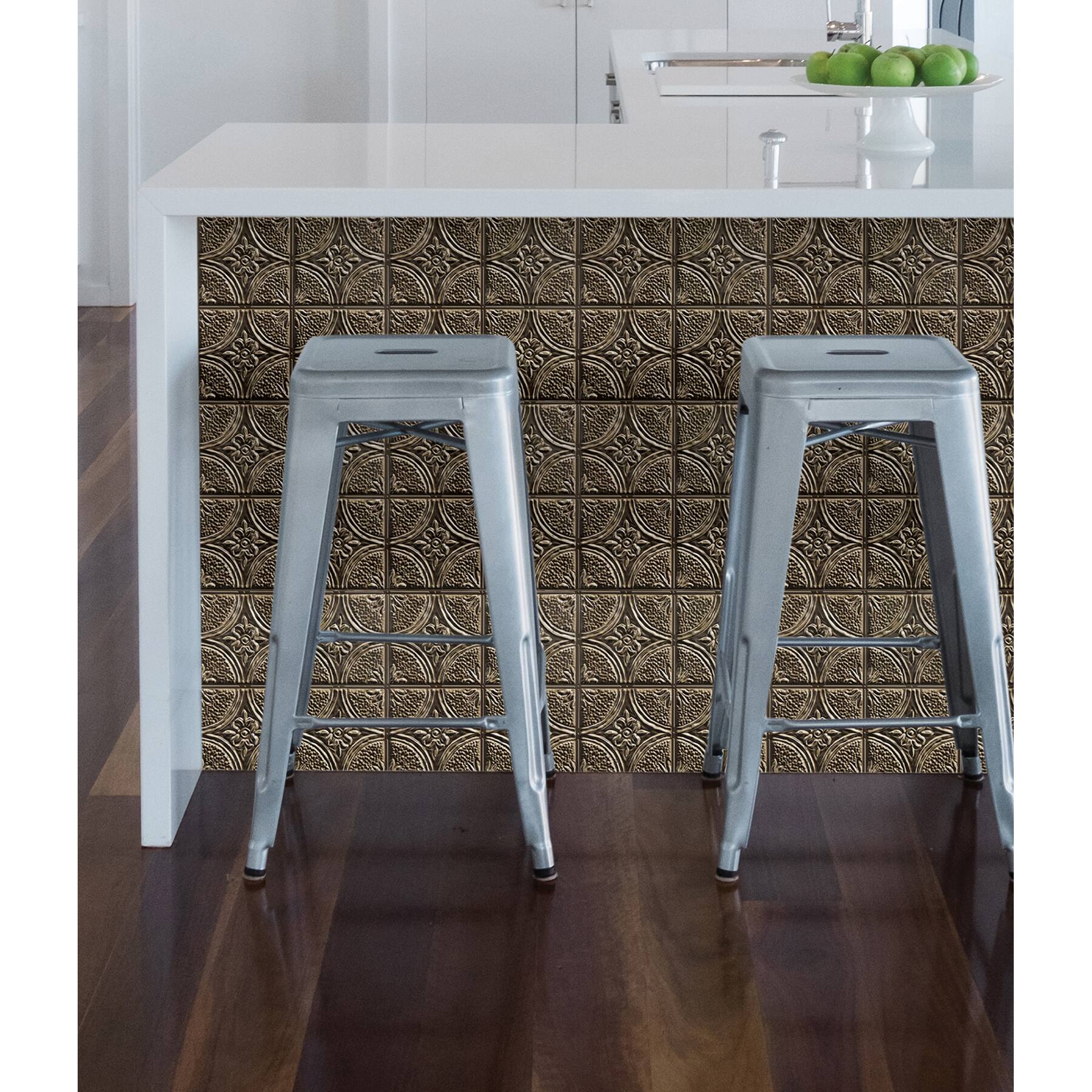 InHome Camden Antique Bronze Tin Peel & Stick Backsplash Tiles