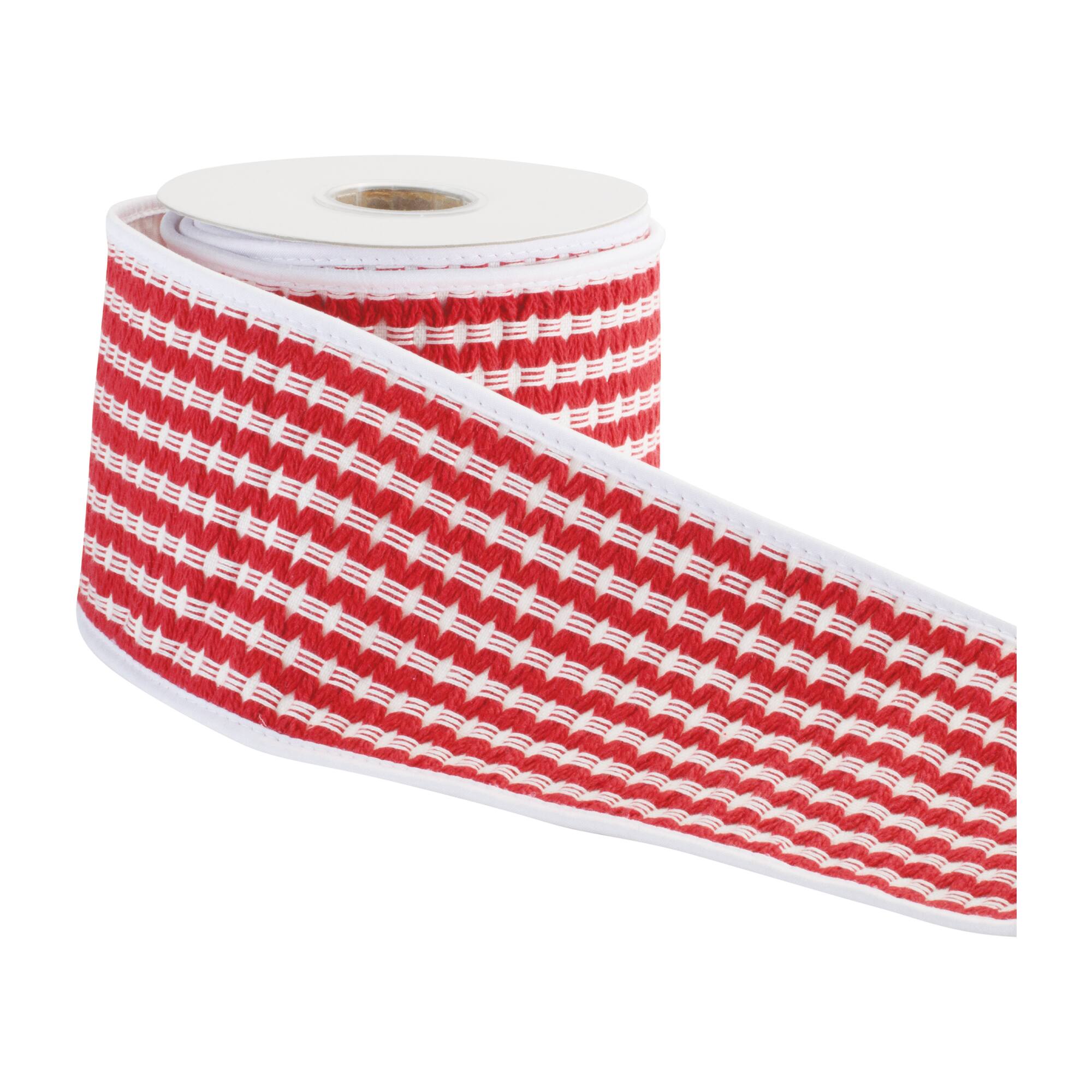 Melrose 4" x 5yd. Woven Stripe Wired Cotton Ribbon