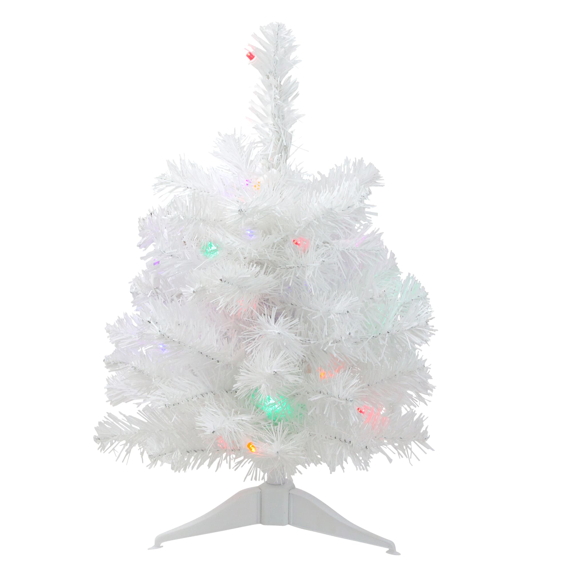 18" Pre-Lit Snow White Artificial Christmas Tree, Multicolor Lights