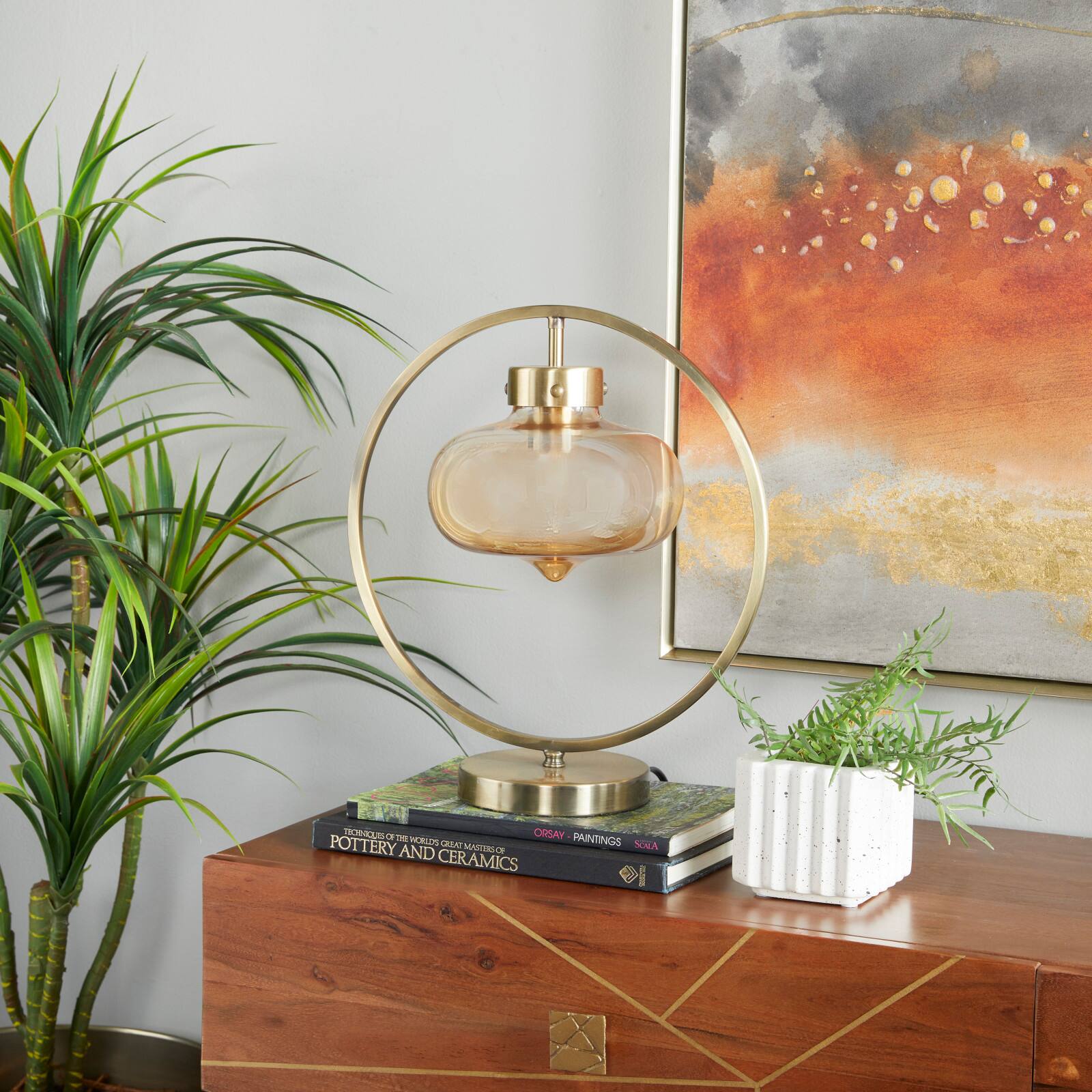 Gold Metal Contemporary Accent Lamp 14" x 8" x 15"