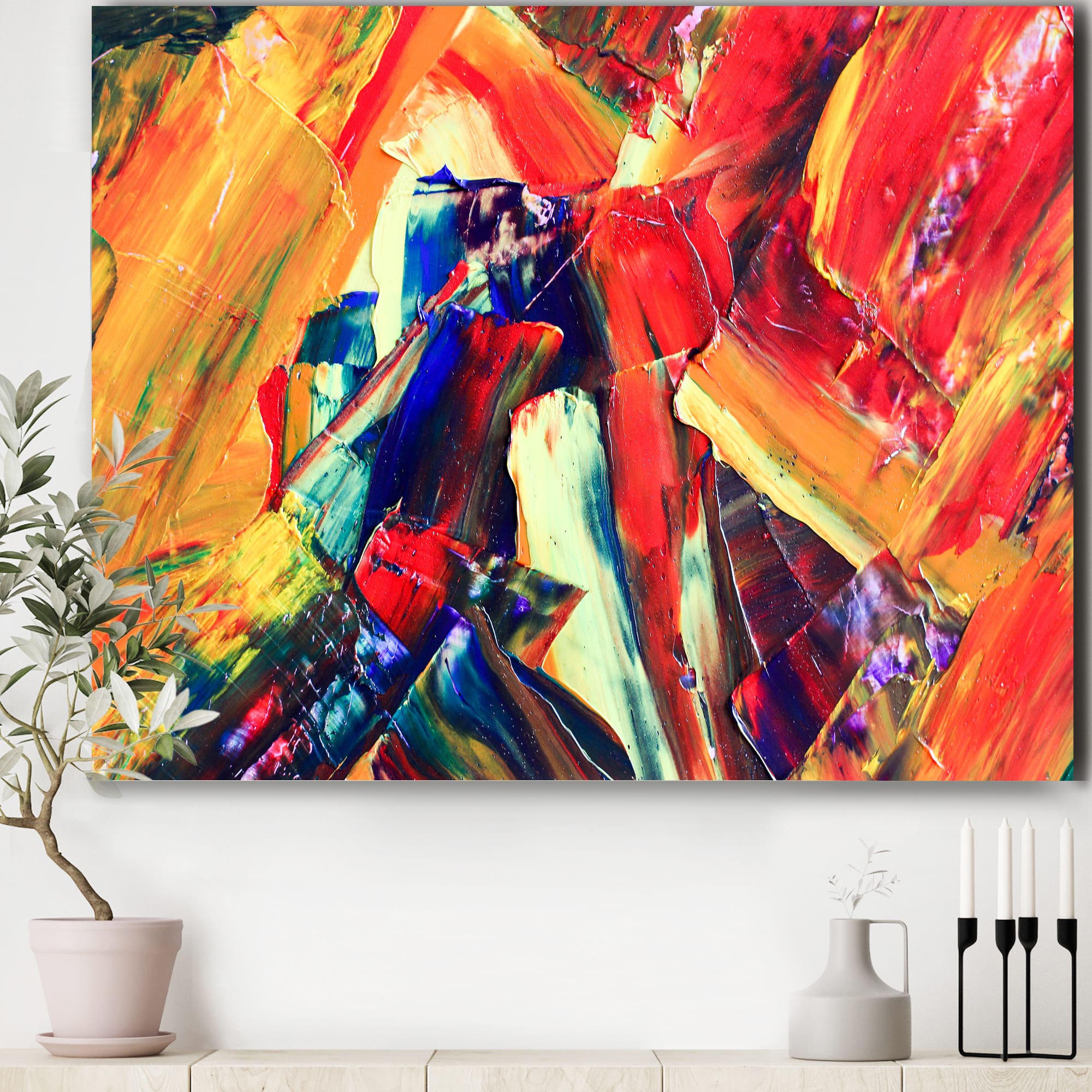 Designart - Oil On Canvas Textured Composition III - Modern & Contemporary Canvas Wall Art Print