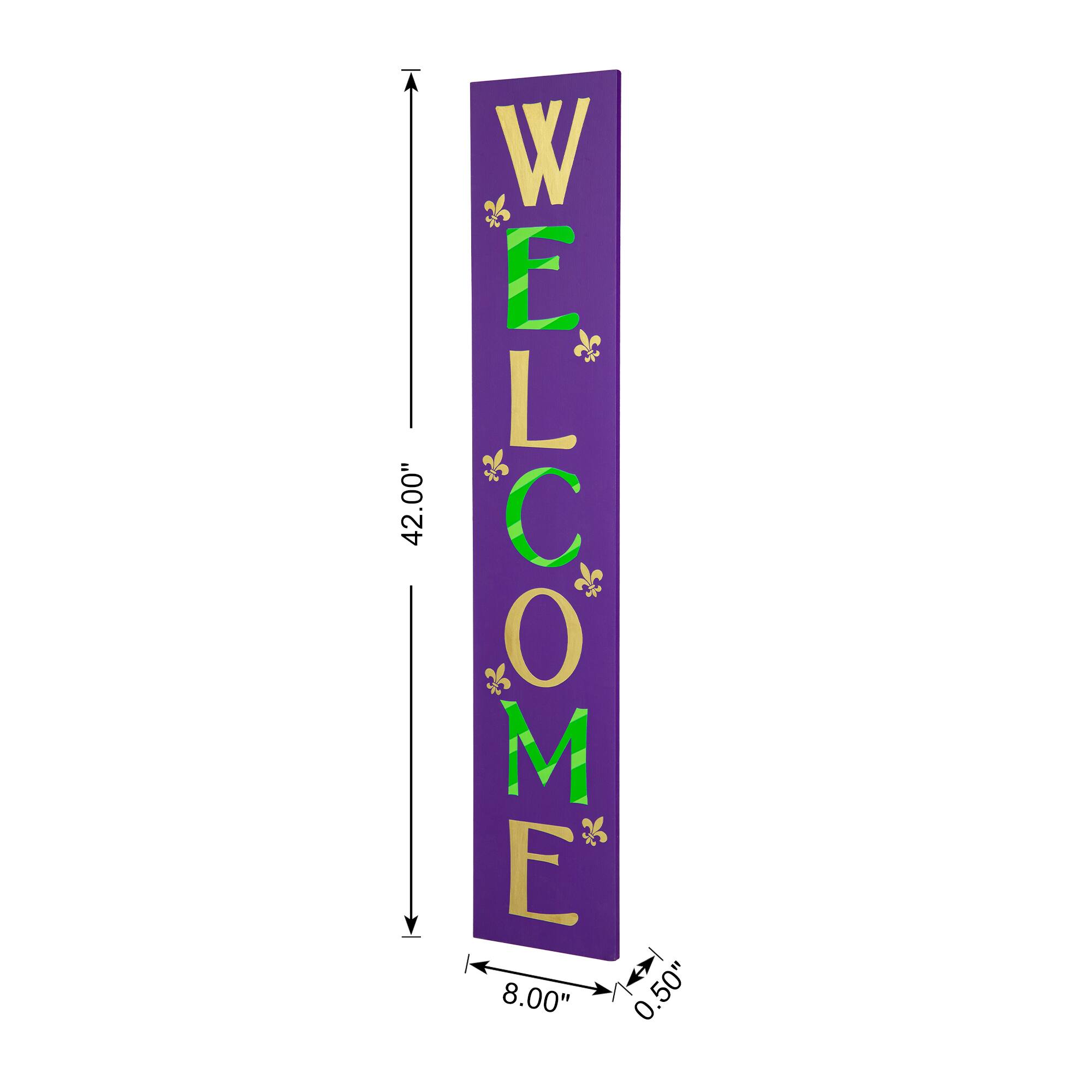 Glitzhome® 42" Mardi Gras WELCOME Wooden Porch Sign