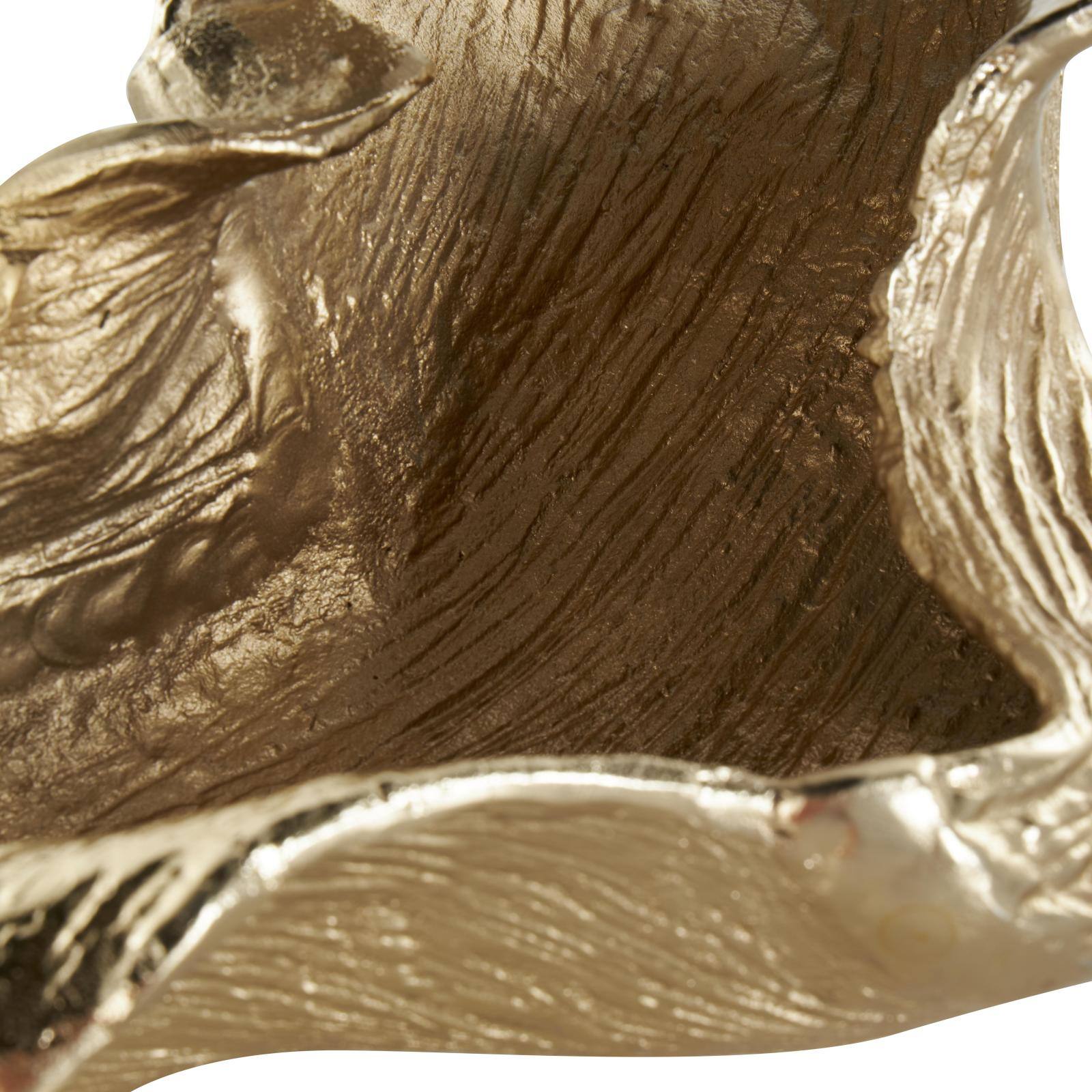 13.75" Gold Aluminum Metal Abstract Textured Folded Leaf Decorative Bowl