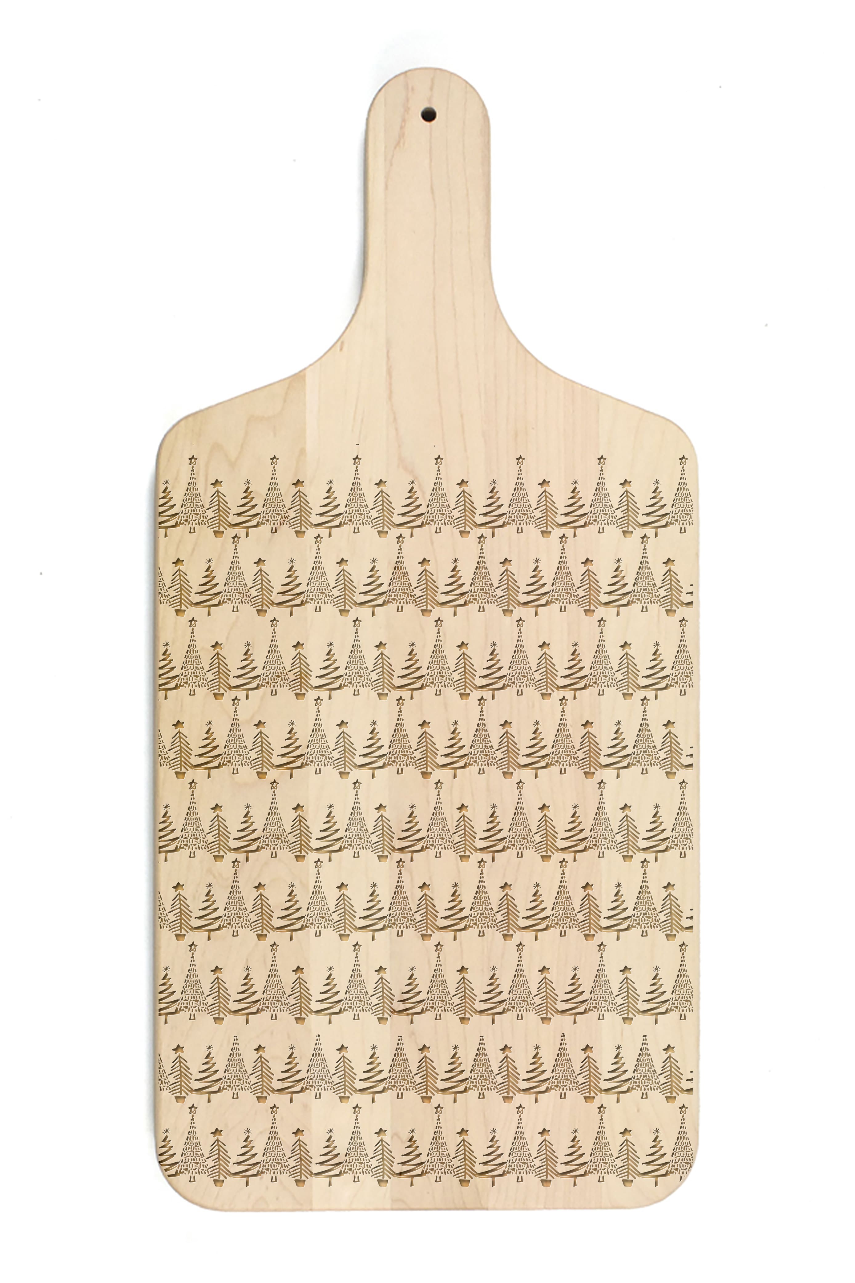 17" Christmas Tree Pattern Maple Paddle Cutting Board