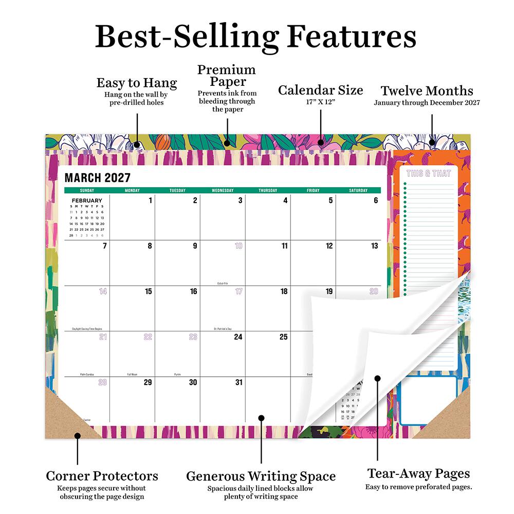 2027 Maximal Mirage Medium Desk Pad Monthly Blotter Calendar