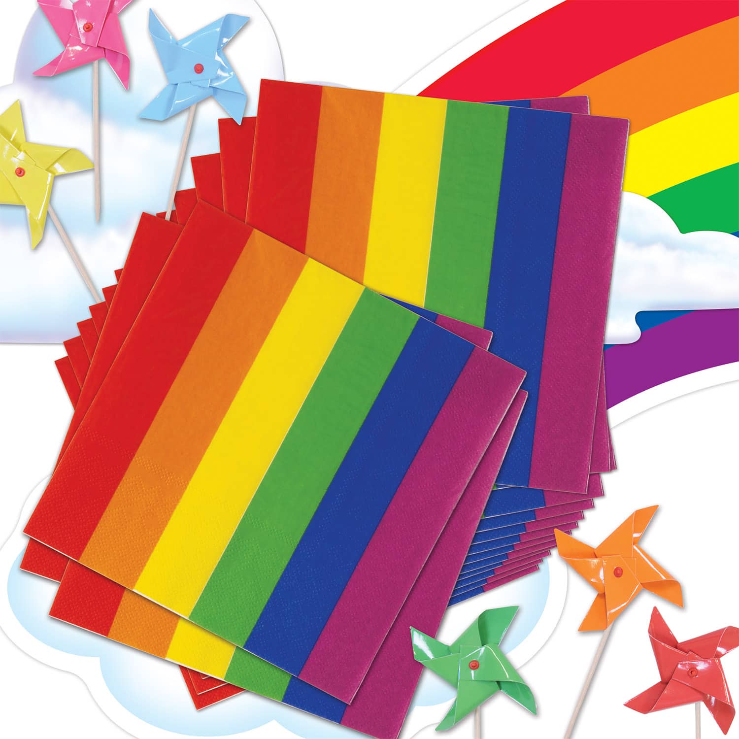 Beistle 6.5" x 6.5" Rainbow Luncheon 2-Ply Napkins, 32ct.
