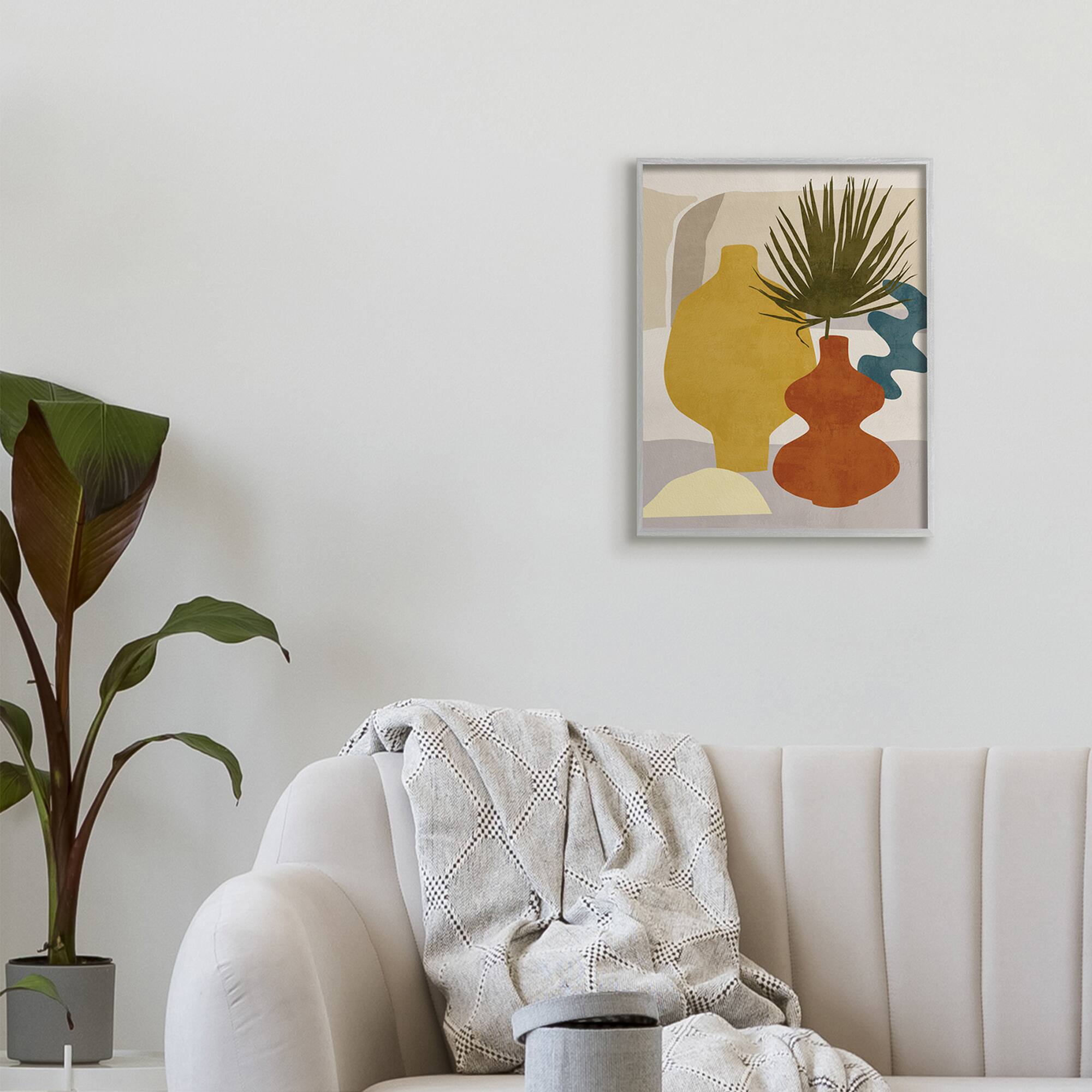 Stupell Industries Desert Summer Abstract Vases Wall Art in Gray Frame