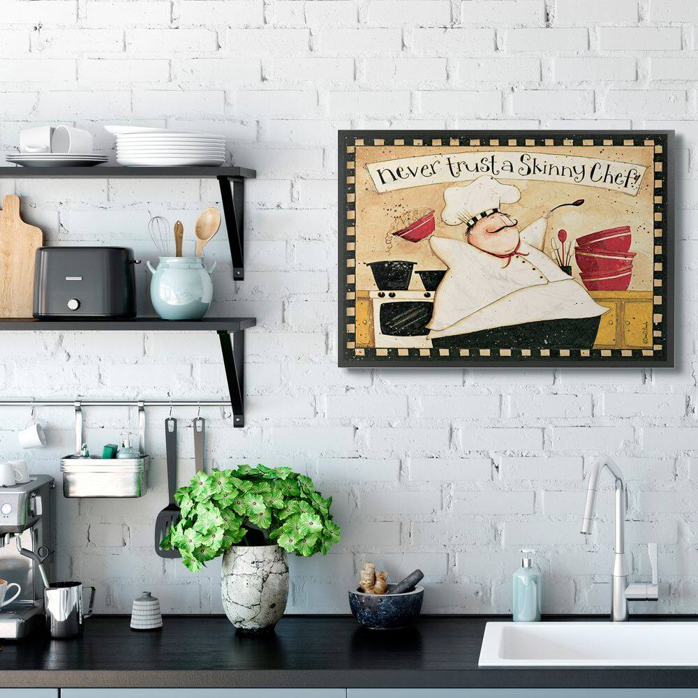 Stupell Industries Never Trust a Skinny Chef with Happy Cook Phrase Framed Wall Art