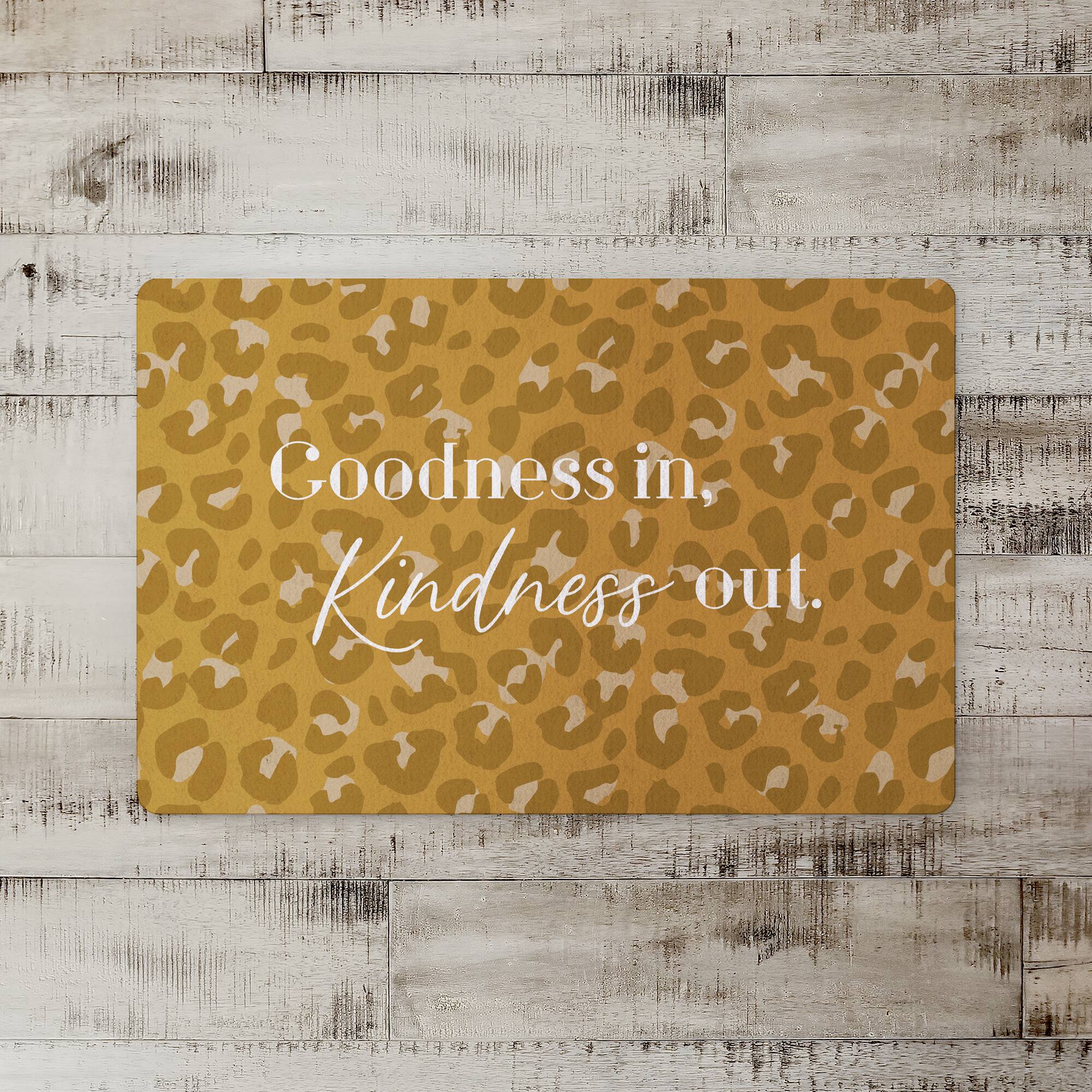Goodness In Kindness Out Leopard Floor Mat