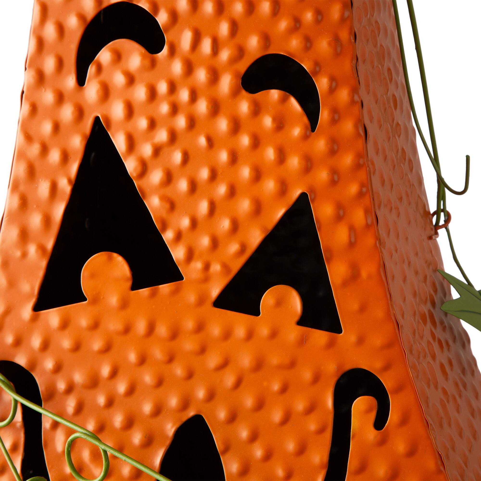 Glitzhome® 2ft. Pre-Lit Halloween Metal Jack-O-Lantern with LED Pillar