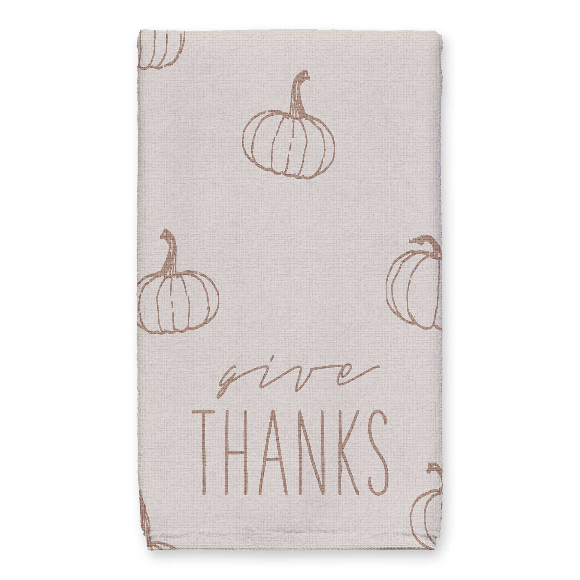 Give Thanks Orange Pumpkin Tea Towel Set