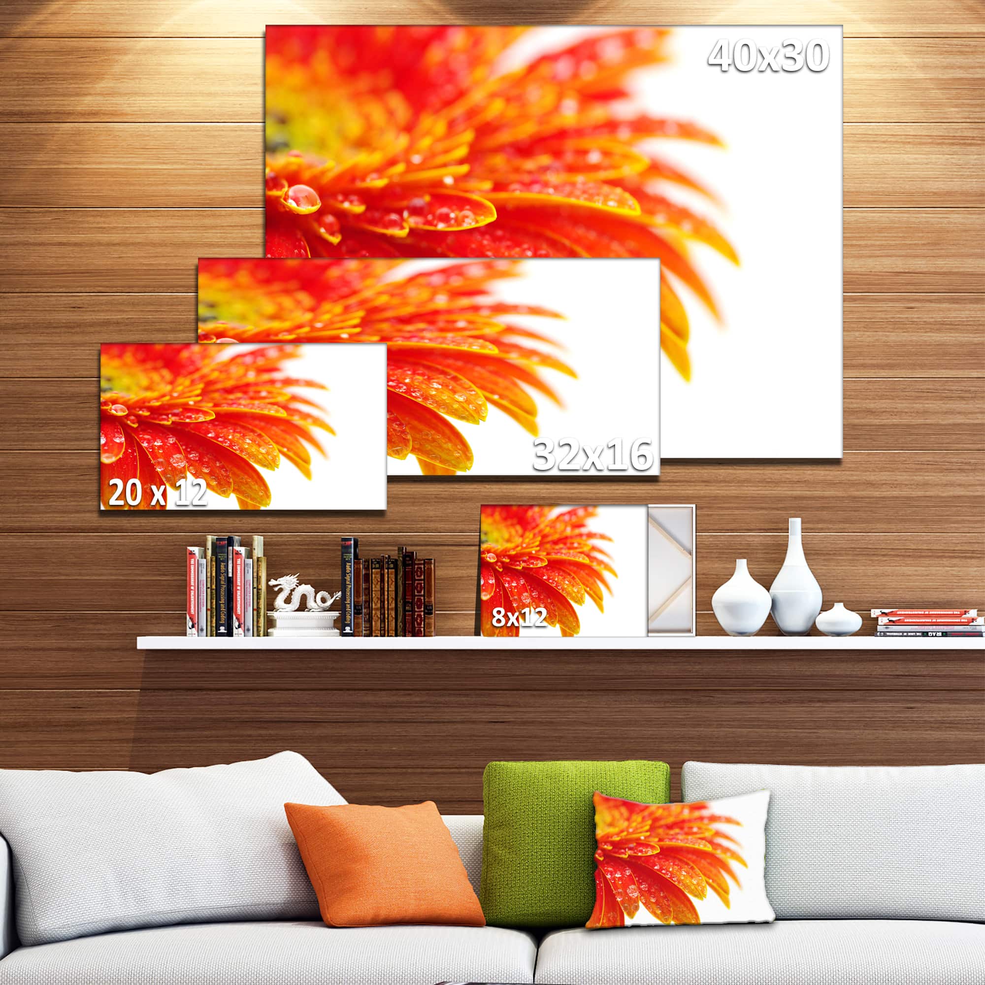Designart - Orange Gerbera with Raindrops
