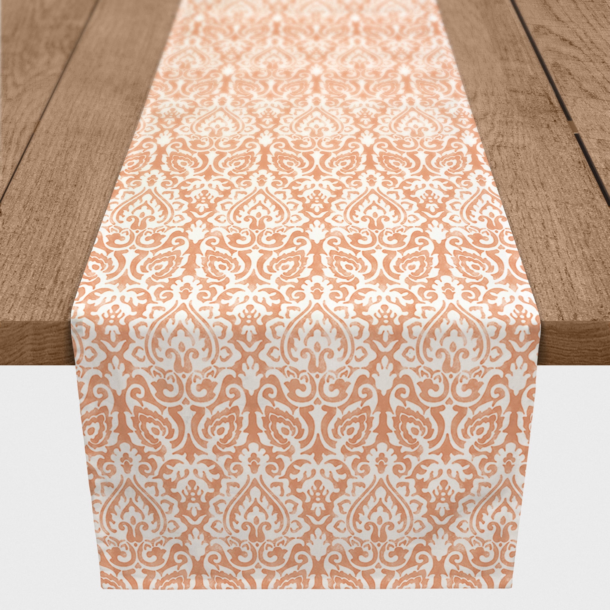 72" Orange Damask Poly Twill Table Runner