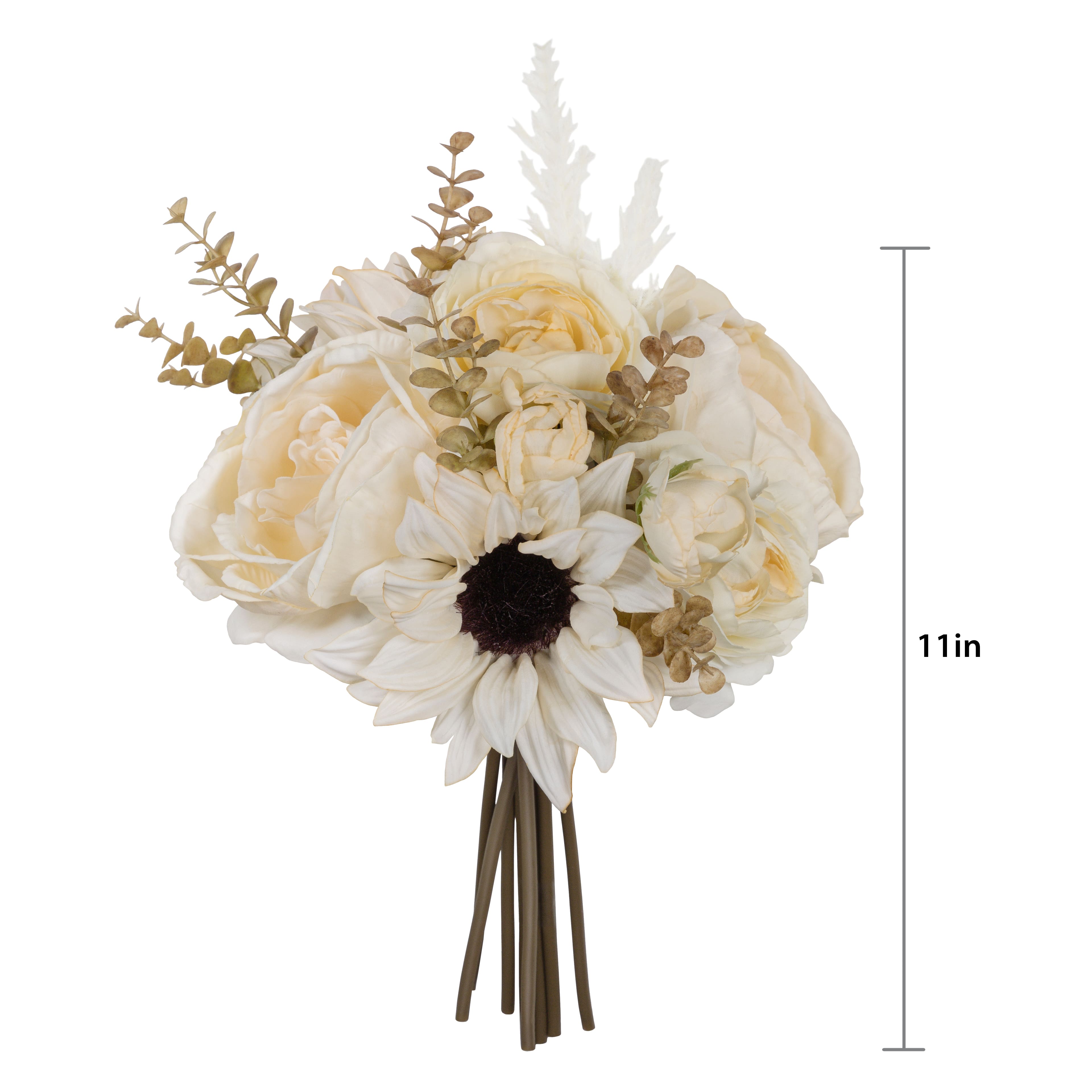 12" Cream Ranunculus & Sunflower Mix Real Touch Bundle by Ashland®