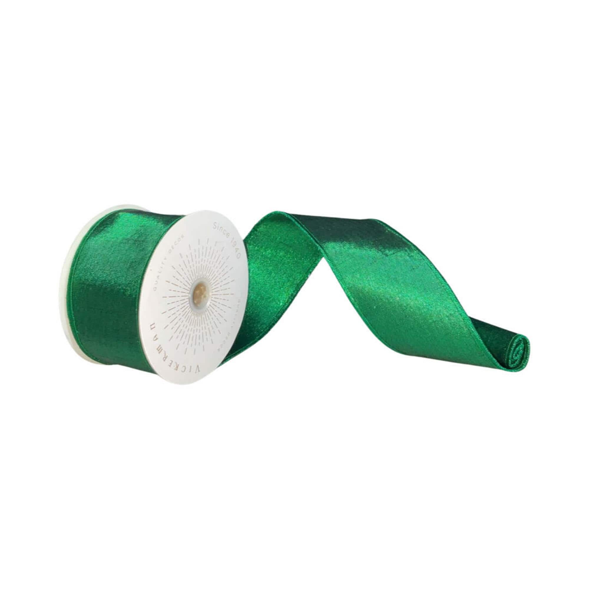 Vickerman 2.5" x 10yd. Metallic Wired Christmas Ribbon in Green | Michaels®