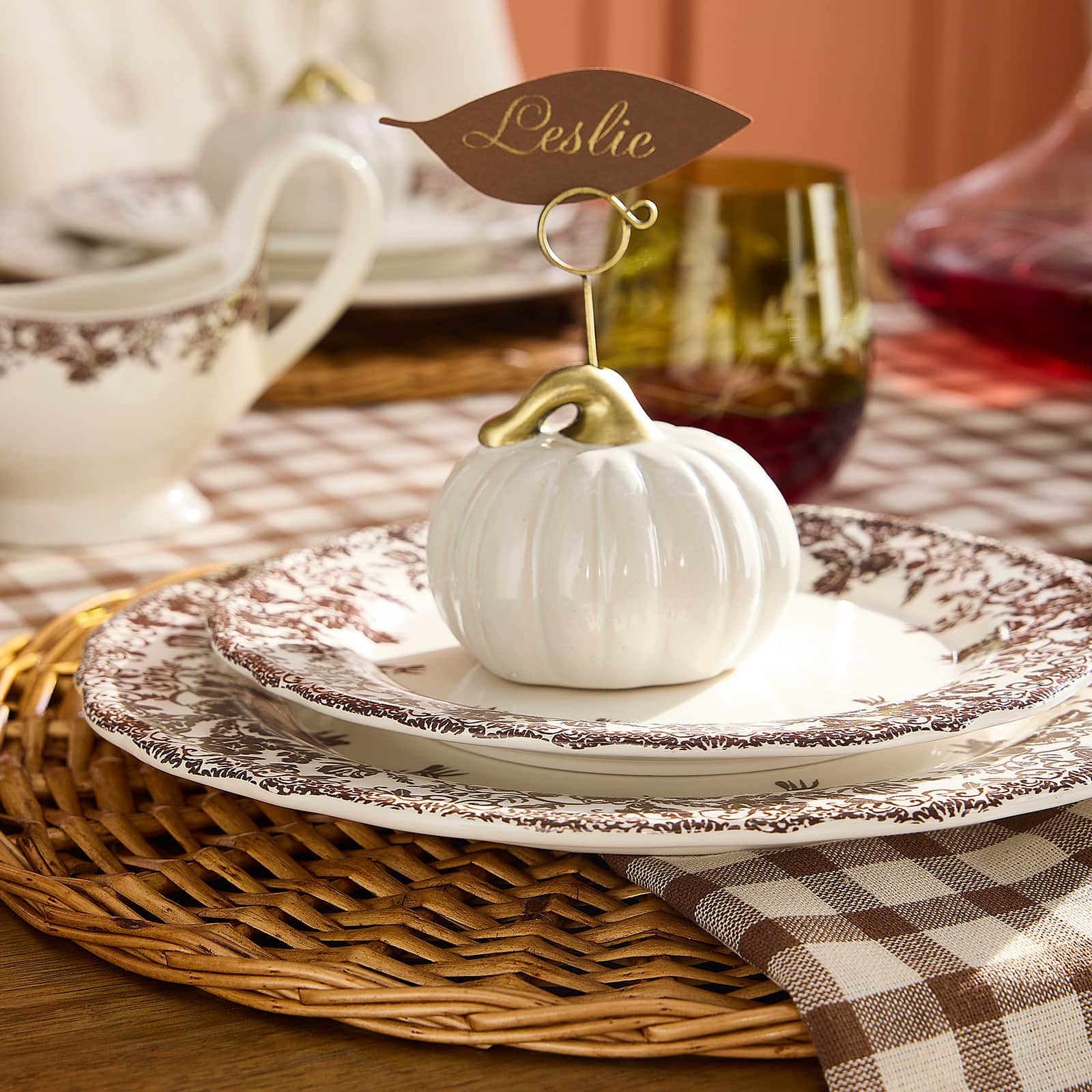 4.5" Ceramic Pumpkin Place Card Holder by Ashland®