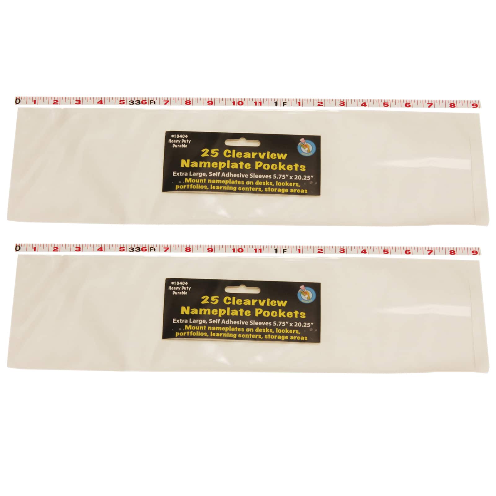 Ashley Productions Clear View Self-Adhesive Extra Large Name Plate Pocket 5.75" x 21", 2 packs of 25