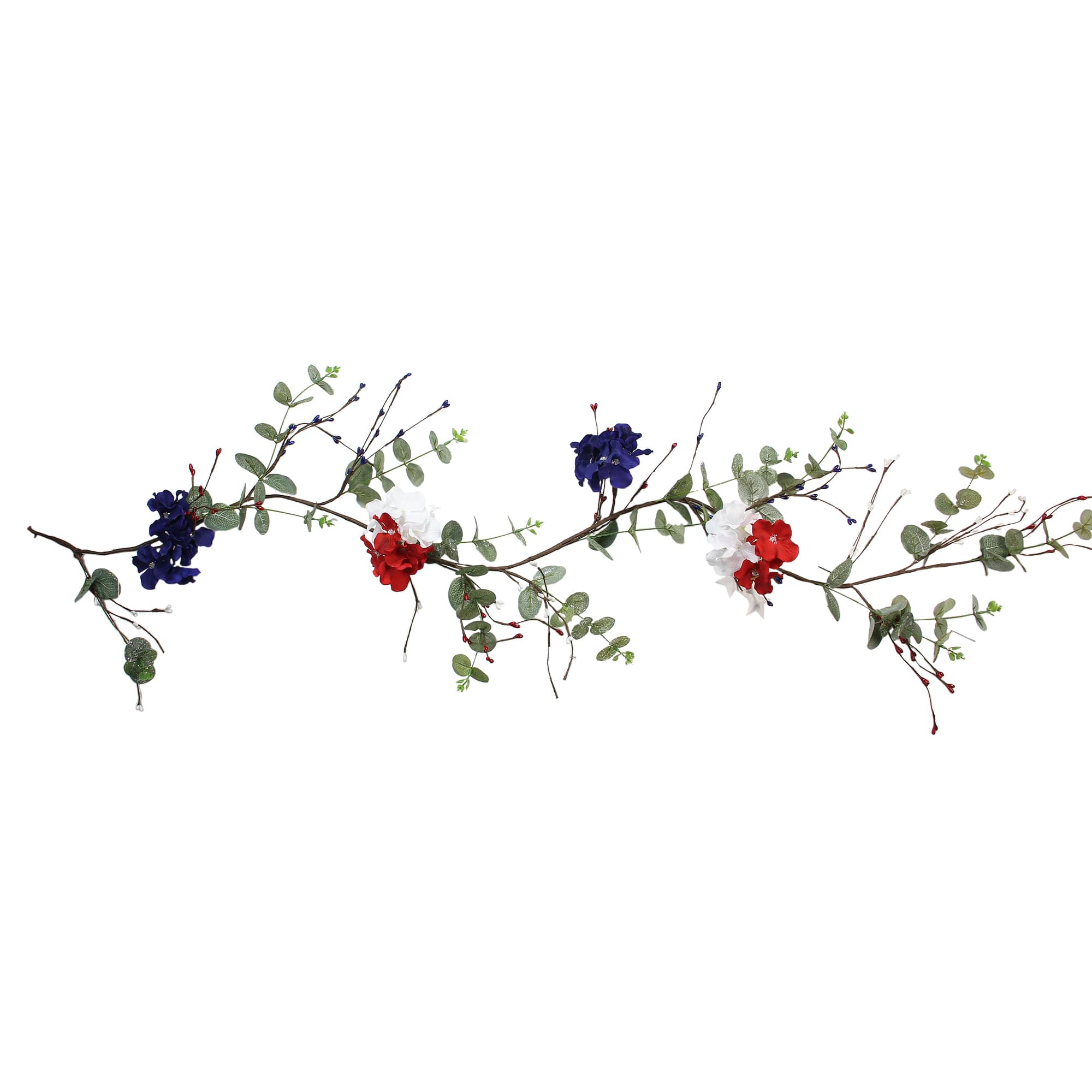 5ft. Red, White & Blue Hydrangea Patriotic Garland