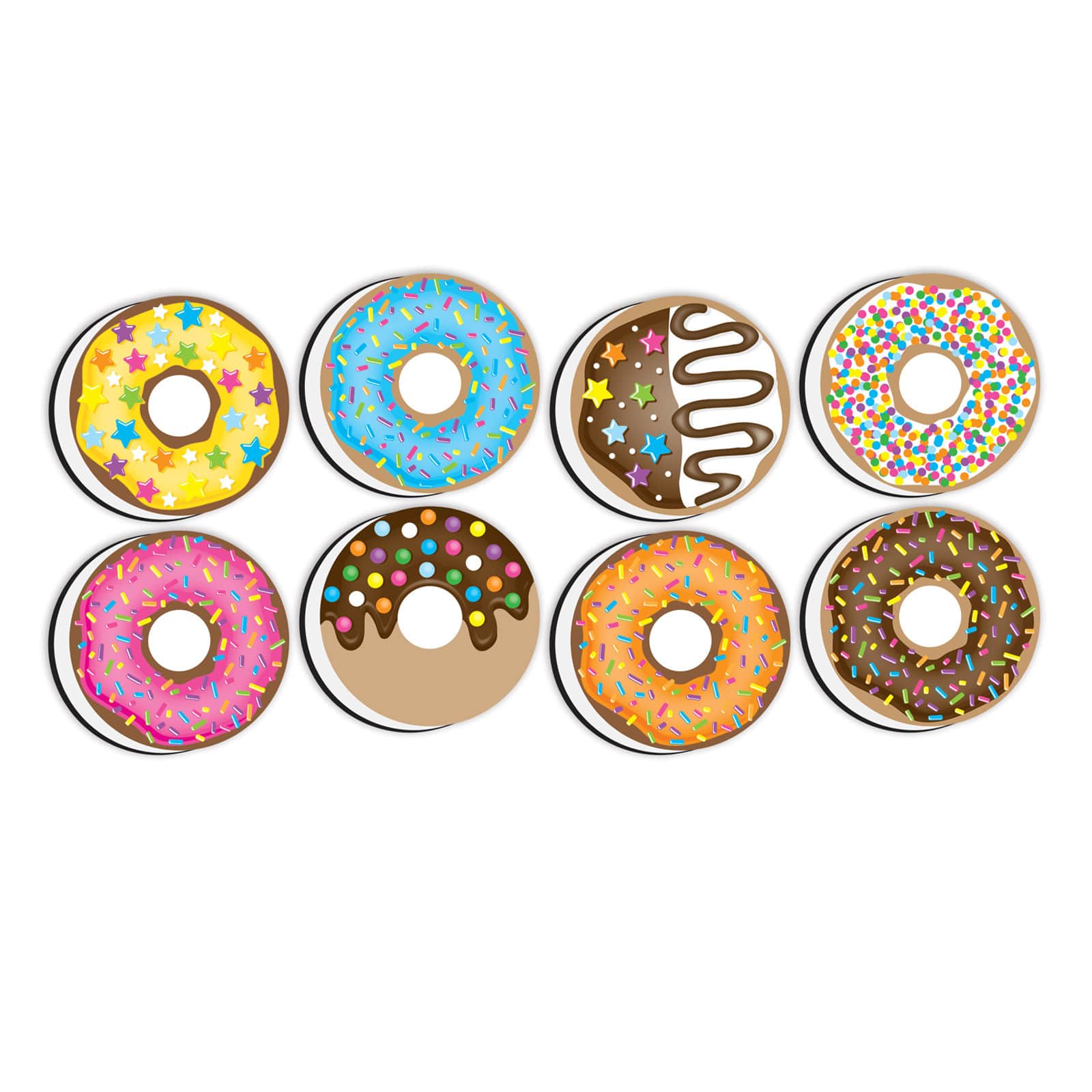 Ashley Productions DonutFetti® Non-Magnetic Mini Whiteboard Erasers, 2 Packs of 8