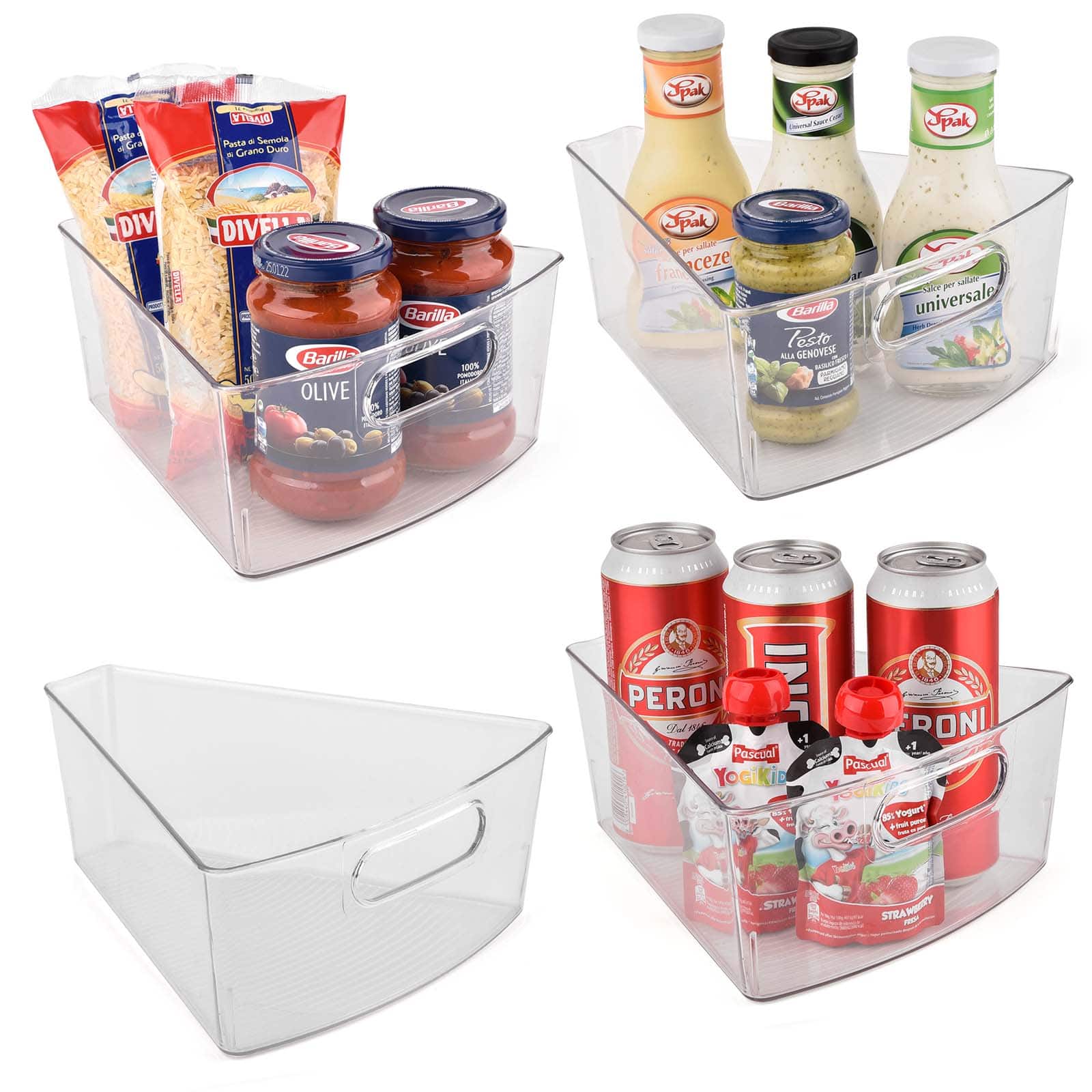 Sorbus Clear Wedge Storage Bins, 4ct.