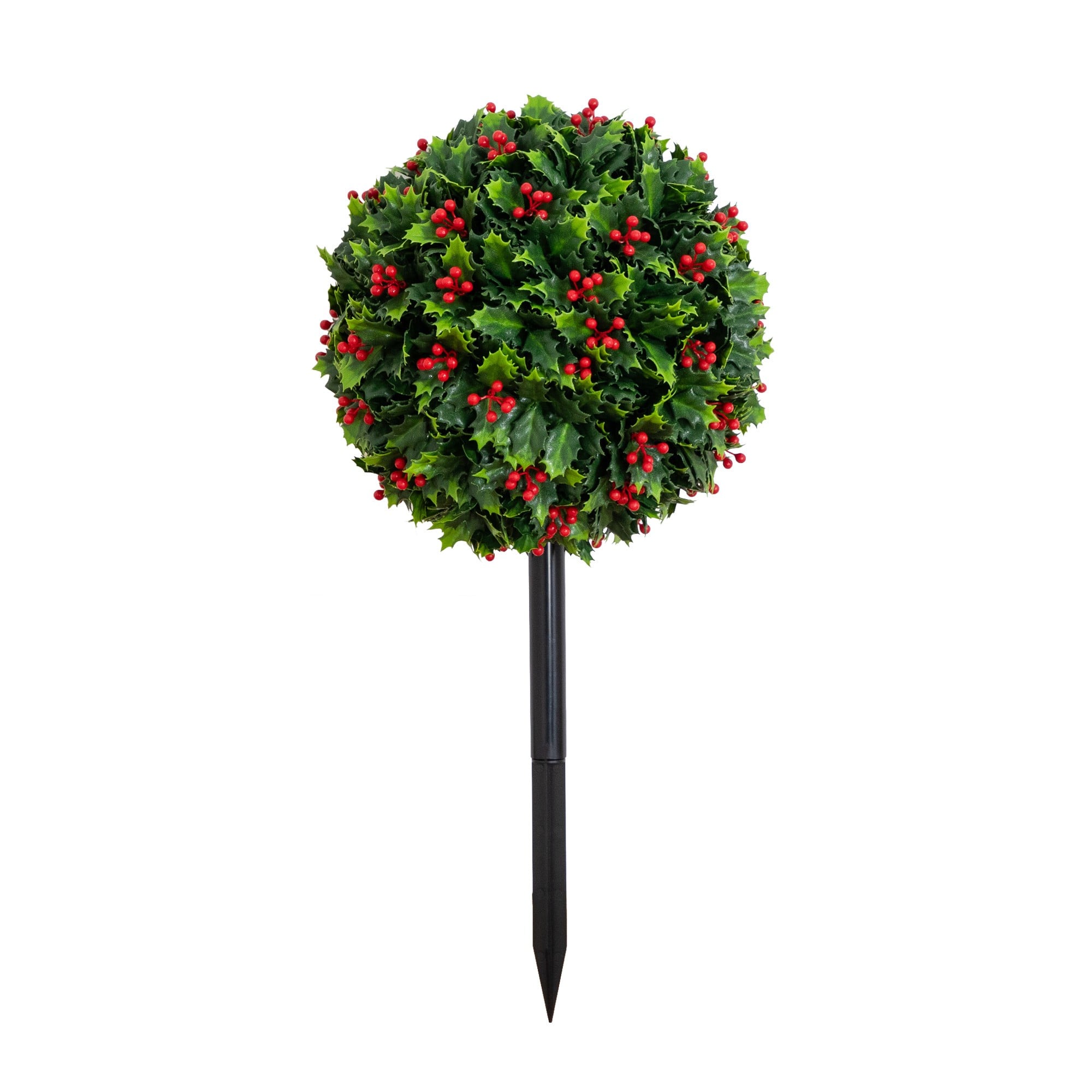Nearly Natural 2Ft UV Resistant Artificial Holly & Berry Christmas Ball with Integrated Ground Stake in Green/Red | 2 ft | Michaels®
