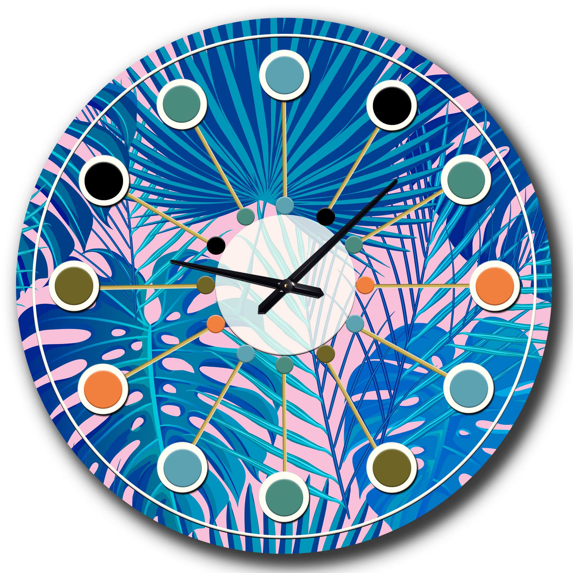 Designart 'Retro Floral Pattern V Mid-Century Modern Wall Clock