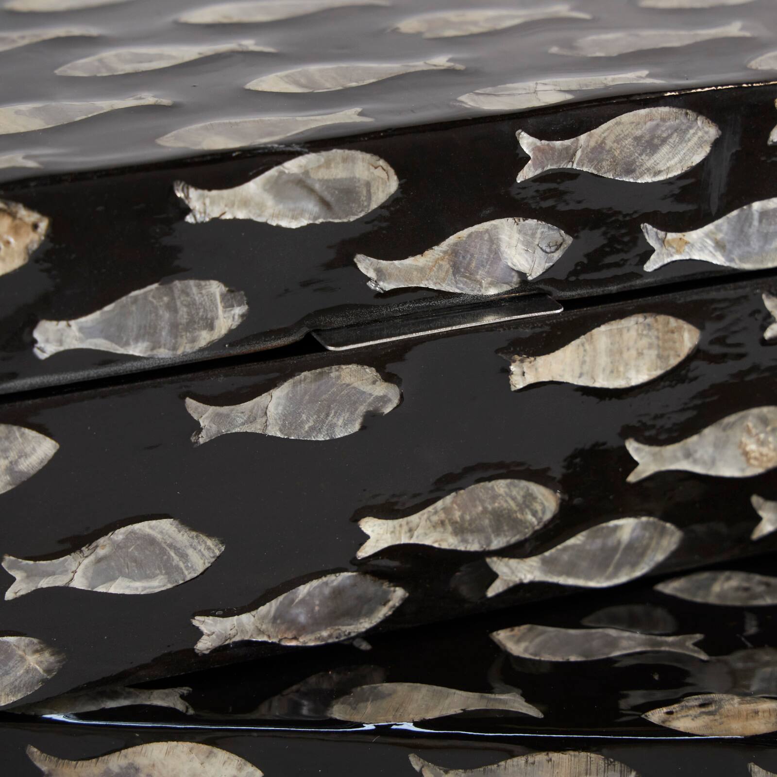 Black Mother of Pearl Fish Box Set