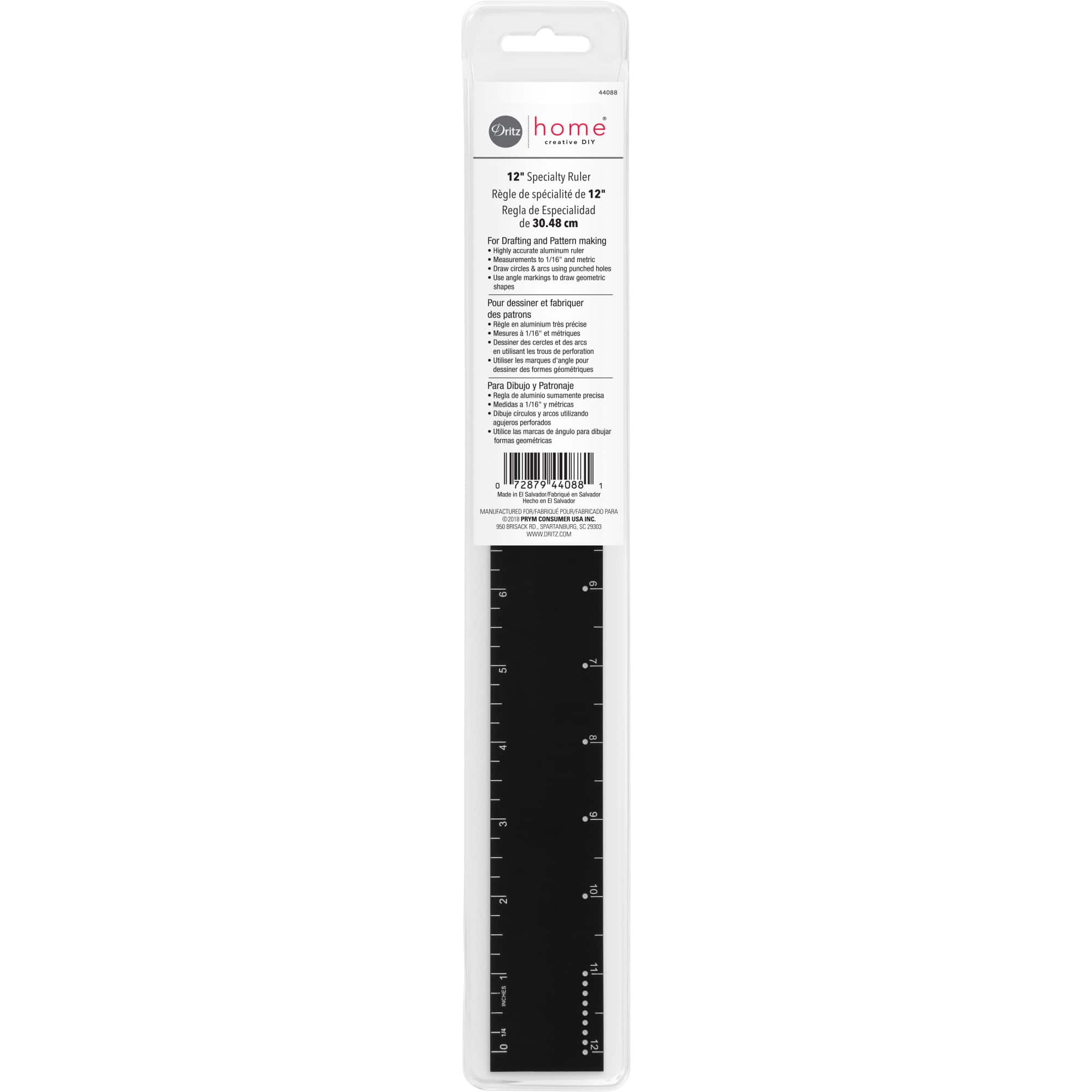 Dritz® 12" Black Aluminum Specialty Ruler