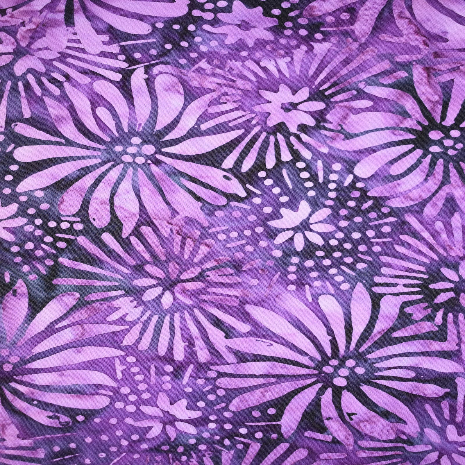 10 yd. Full Bolt: Feldman Batik Plum Tonal Stamp Daisy Cotton Fabric