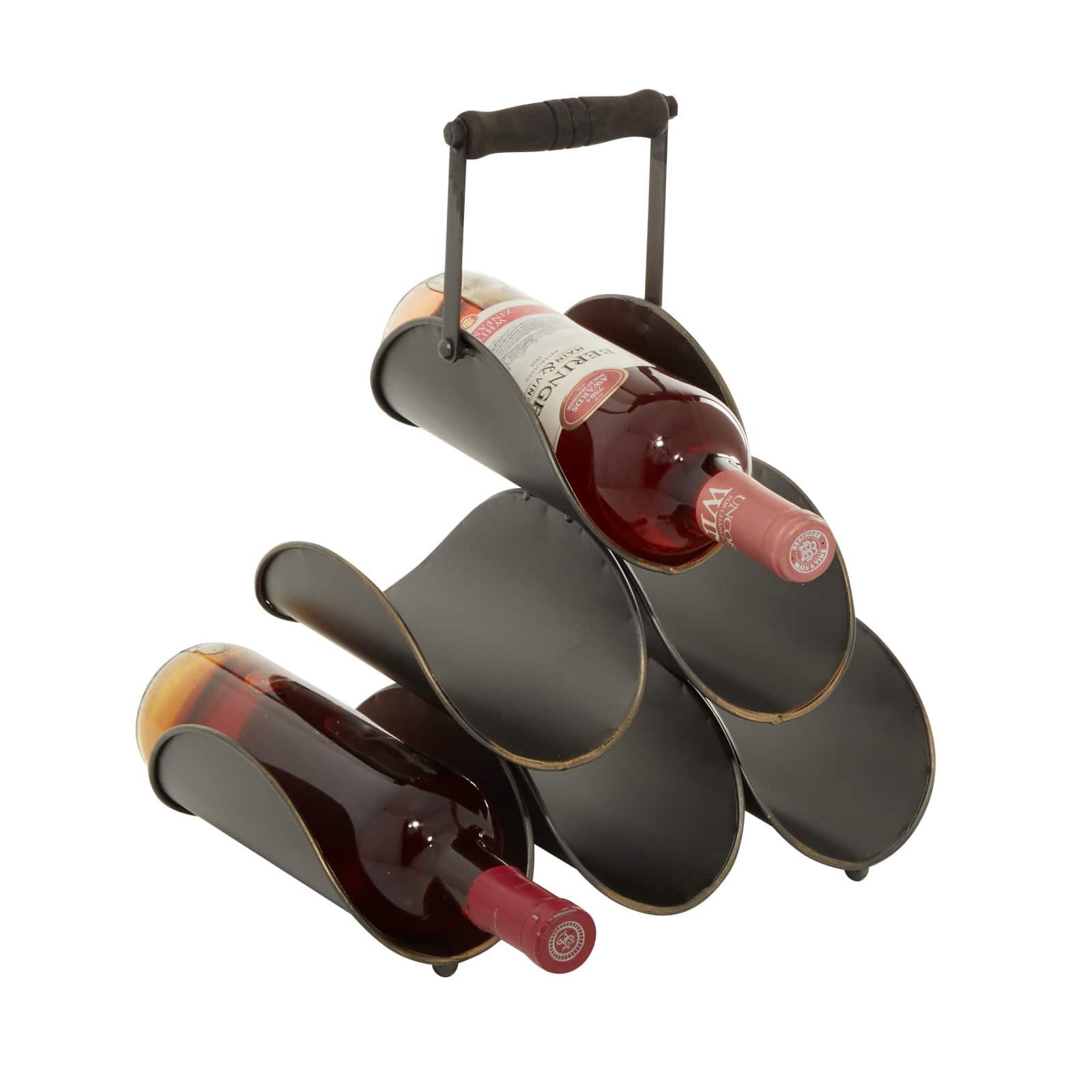 15" Black Metal Industrial Wine Rack