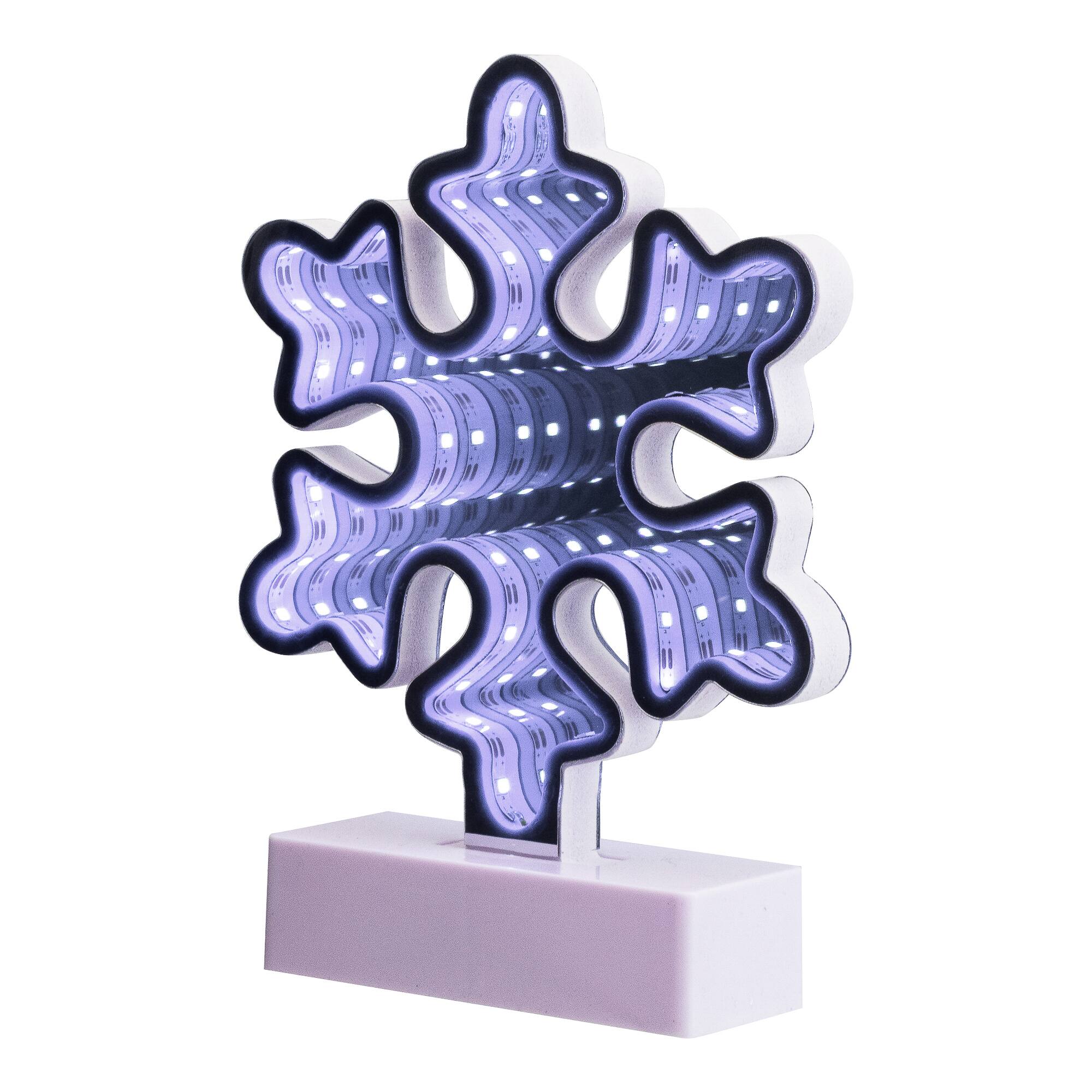 LED 3D Snowflake Christmas Infinity Mirror Light - 7.75"