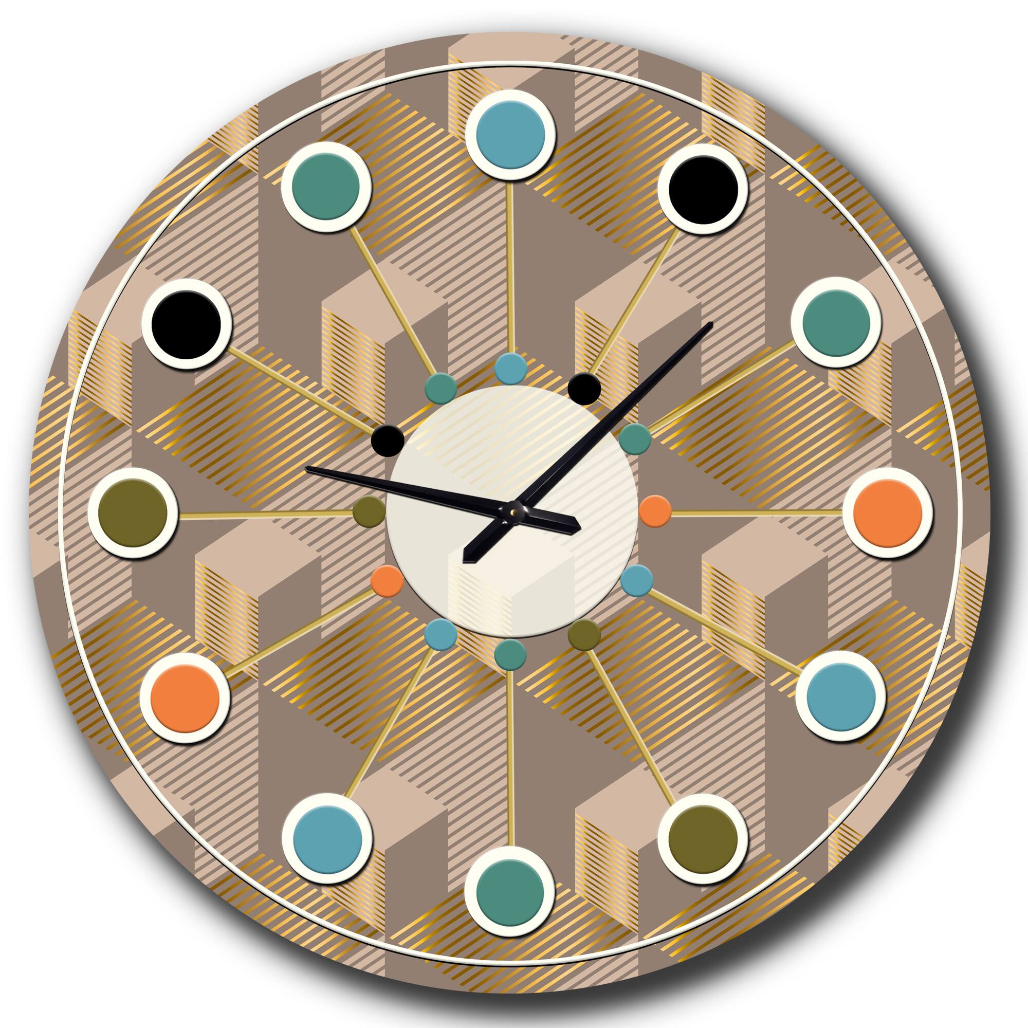 Designart 'Retro Square Design V Mid-Century Modern Wall Clock