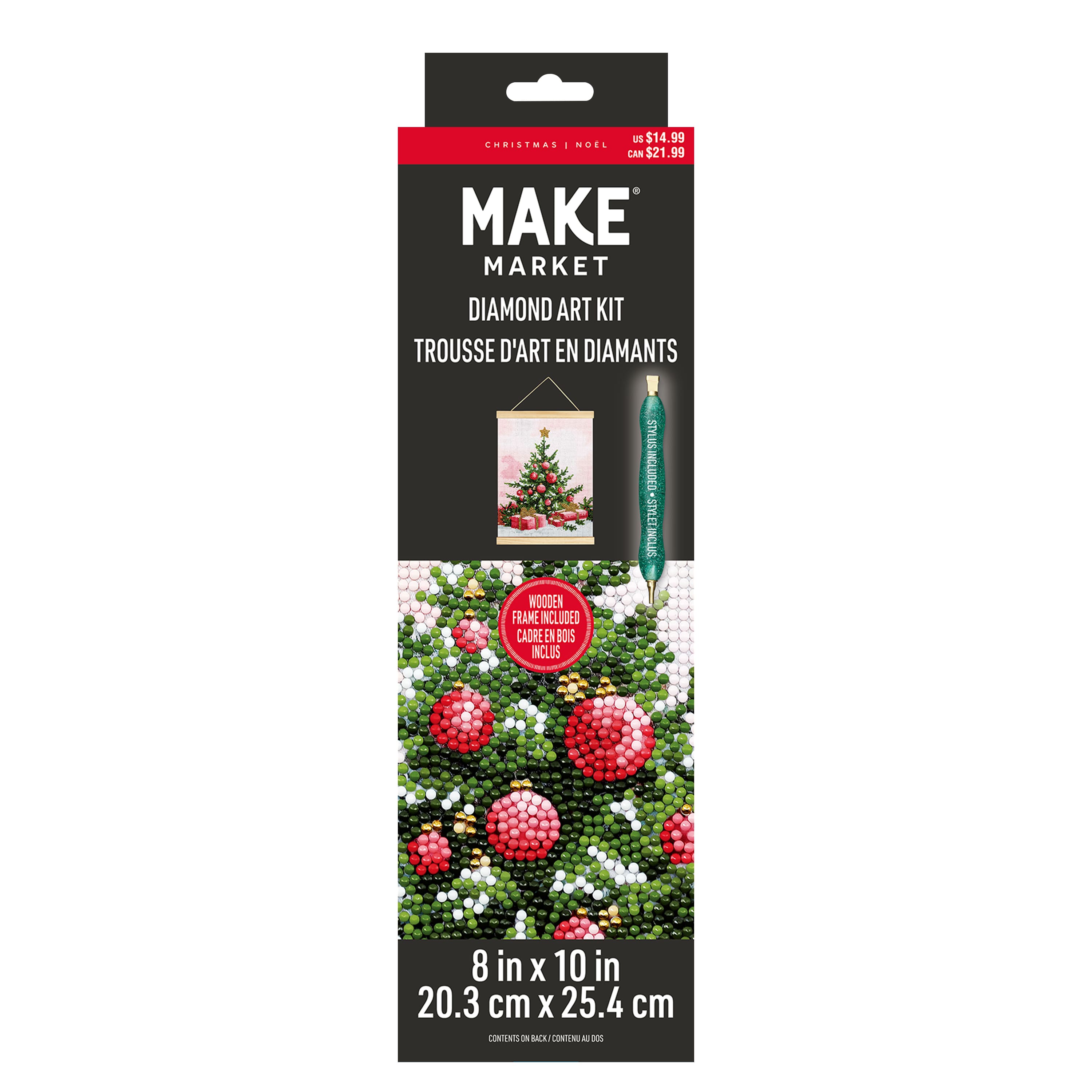 8" x 10" Christmas Tree Diamond Art Kit with Magnetic Wood Frame by Make Market®