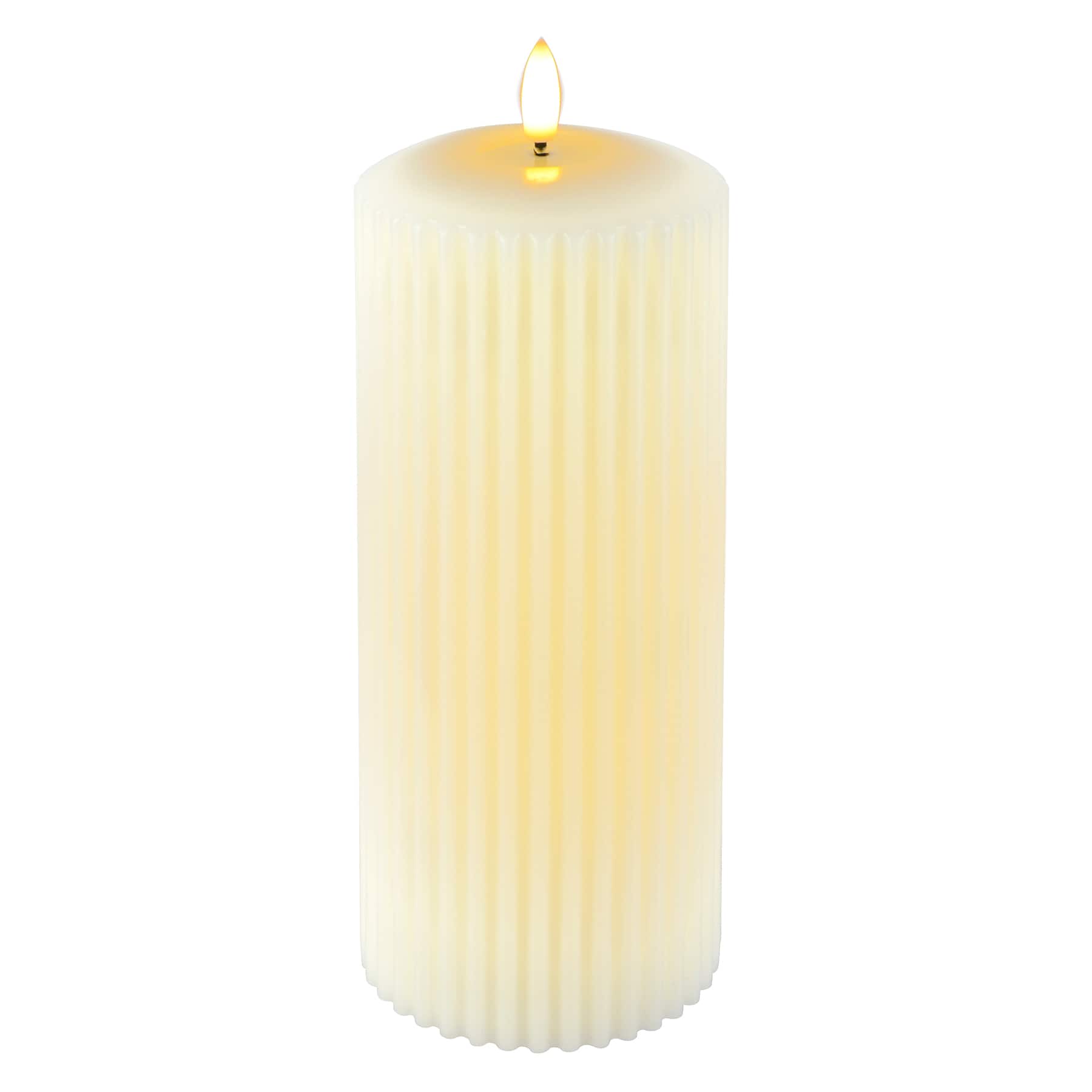 Ivory Ribbed LED Pillar Candle by Ashland®