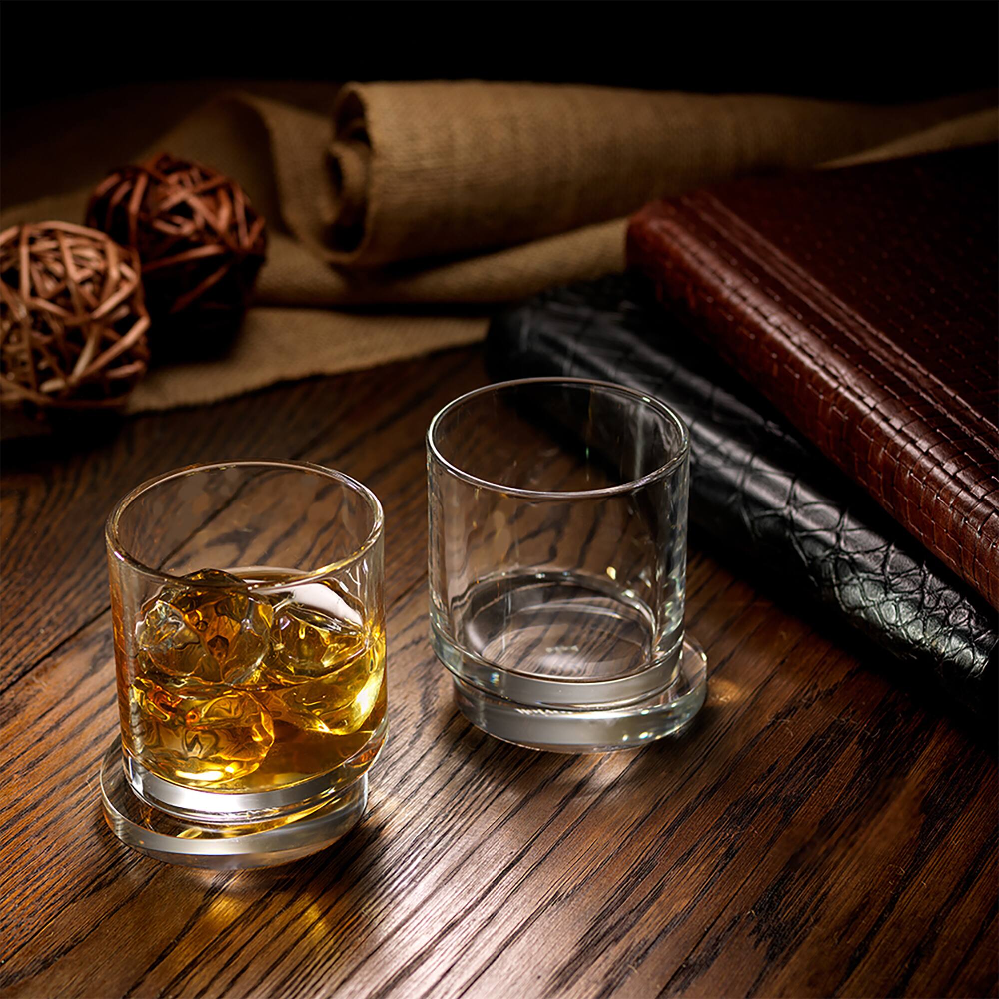 JoyJolt® 11.6oz. Aqua Vitae Round Off Base Whiskey Glasses, 2ct.