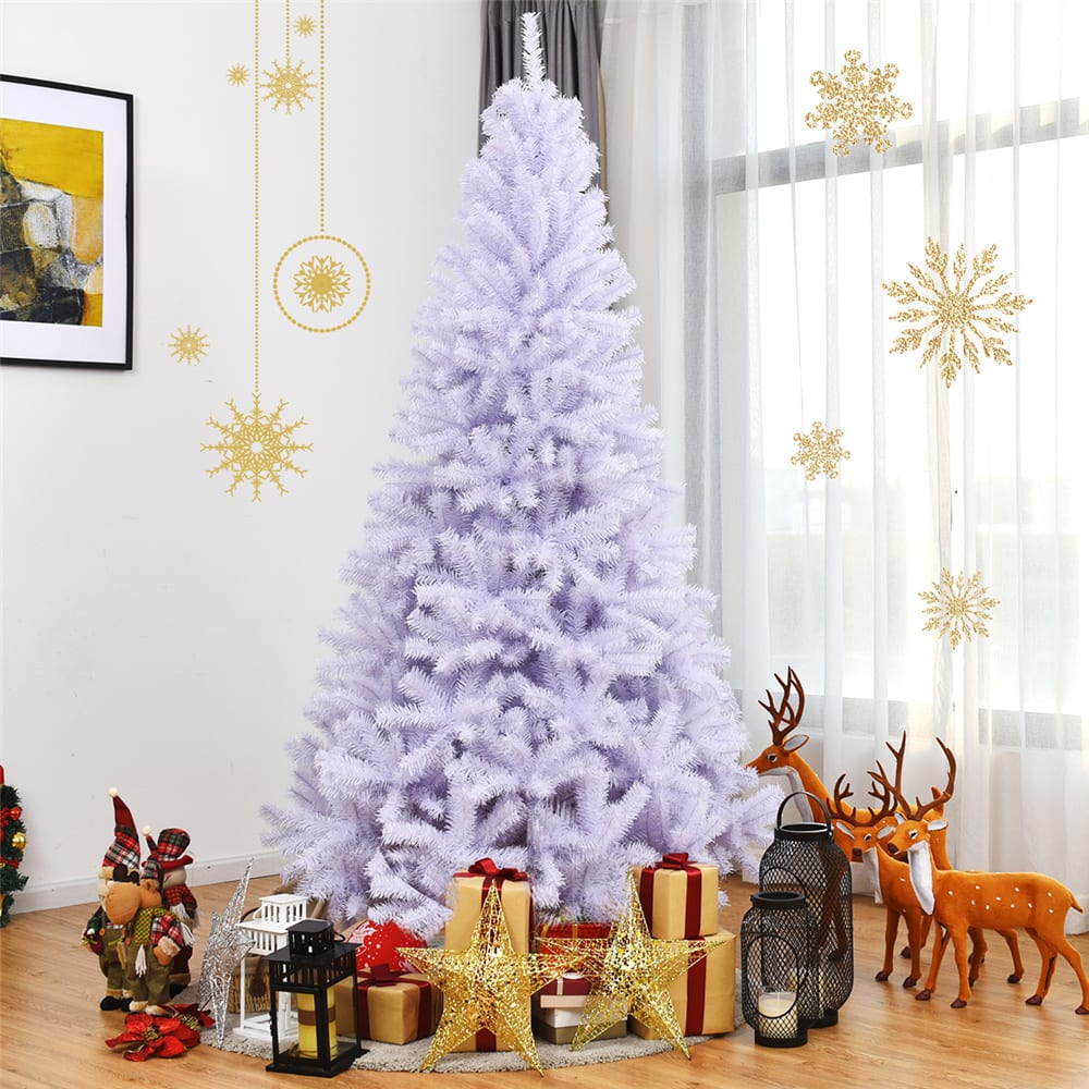Costway 7.5ft. Unlit White Pine Artificial Christmas Tree