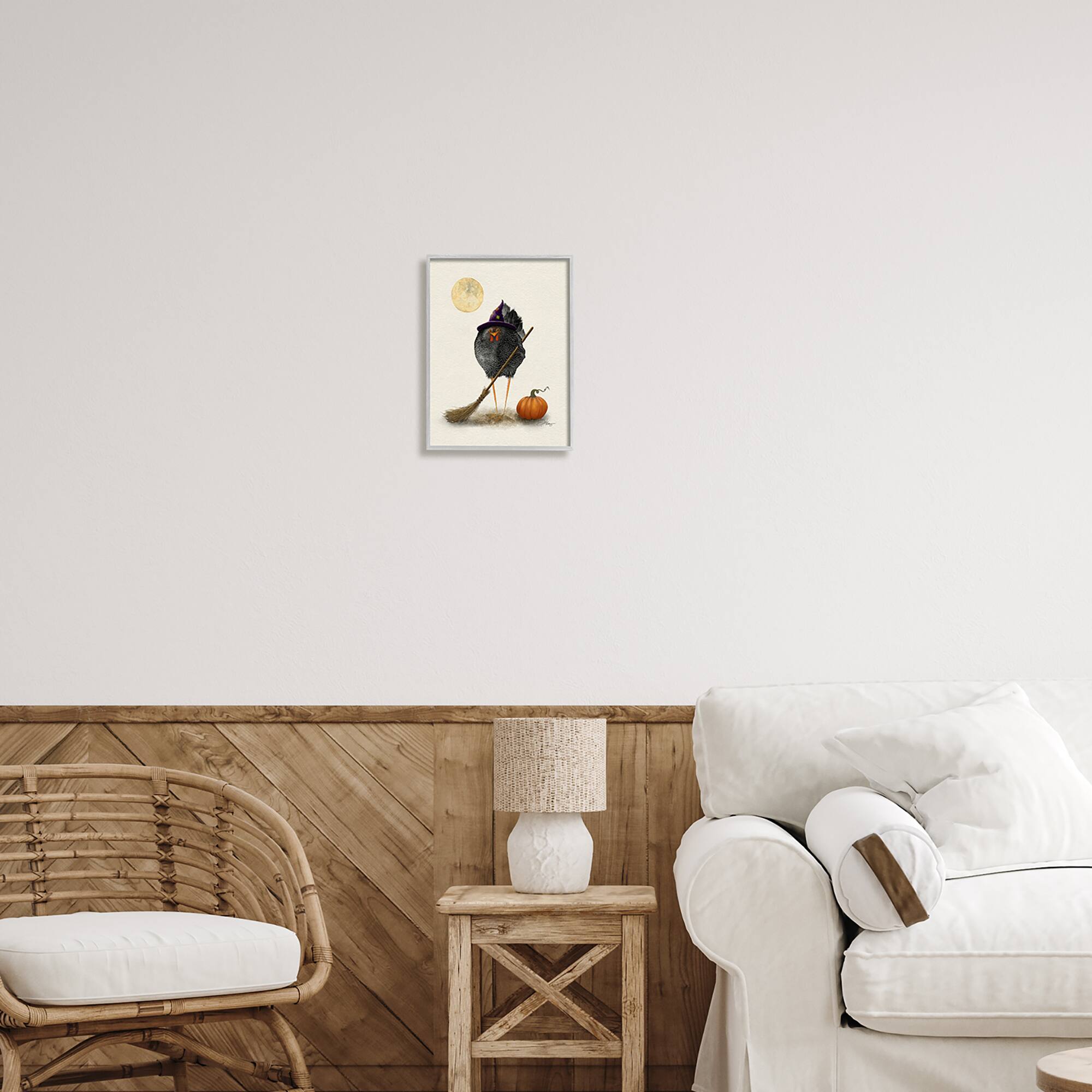 Stupell Industries Halloween Black Bird Witch Framed Giclee Art