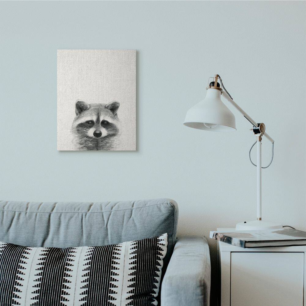 Stupell Industries Raccoon Portrait Grey Drawing Design Canvas Wall Art